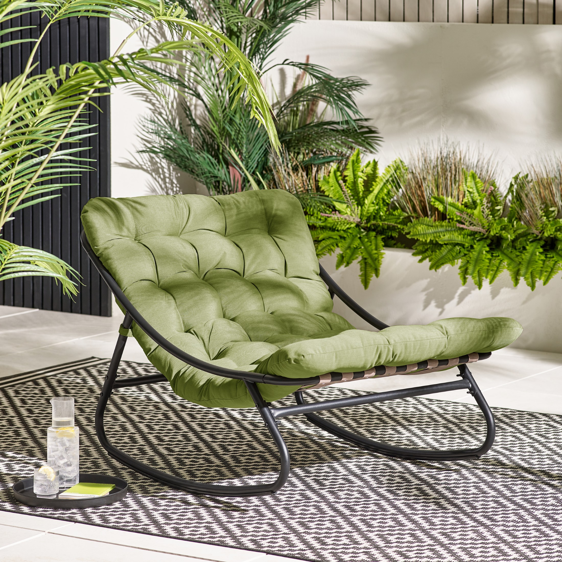 Hydra Black Metal Outdoor Rocking Chair - Picture 14 of 30