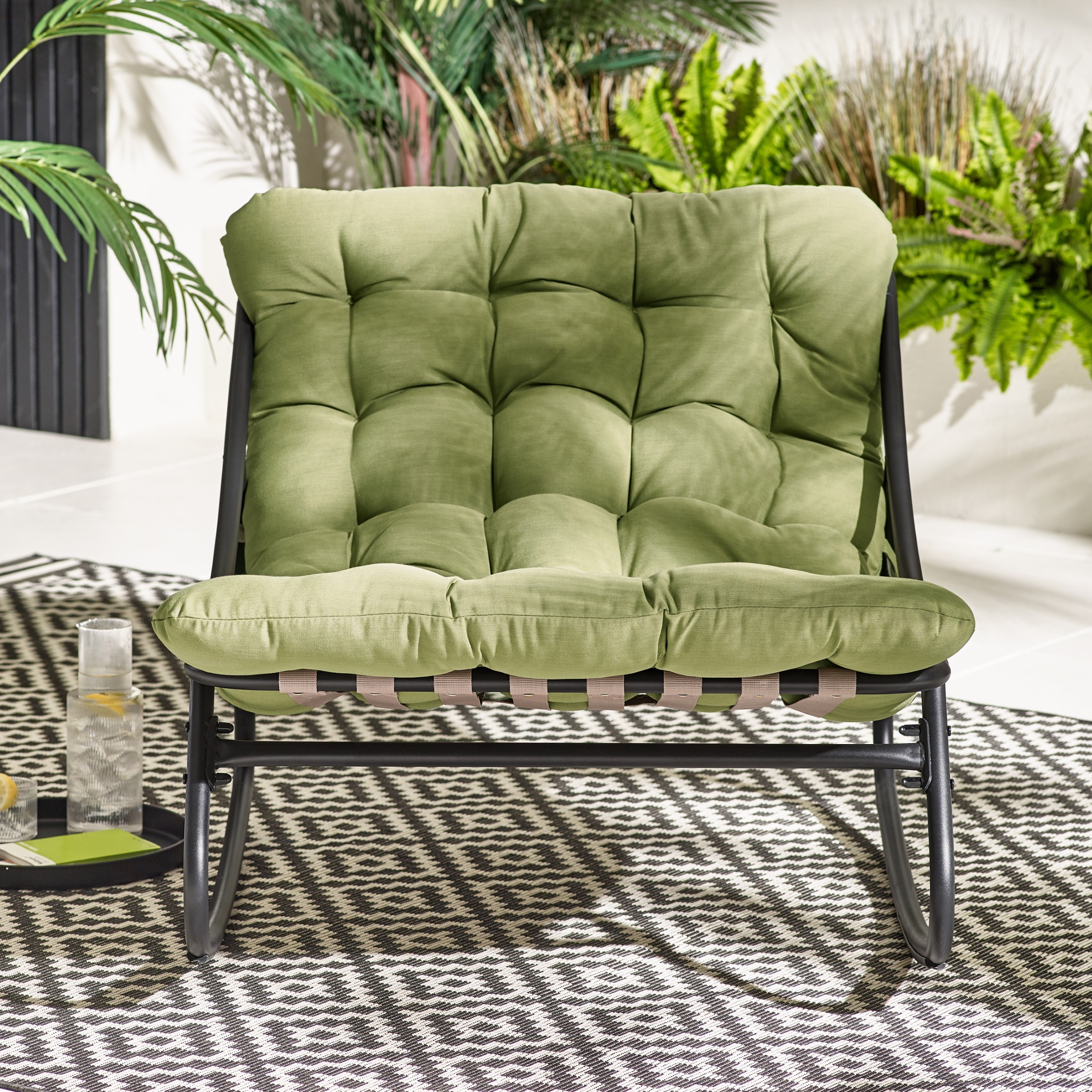 Hydra Black Metal Outdoor Rocking Chair - Picture 15 of 30