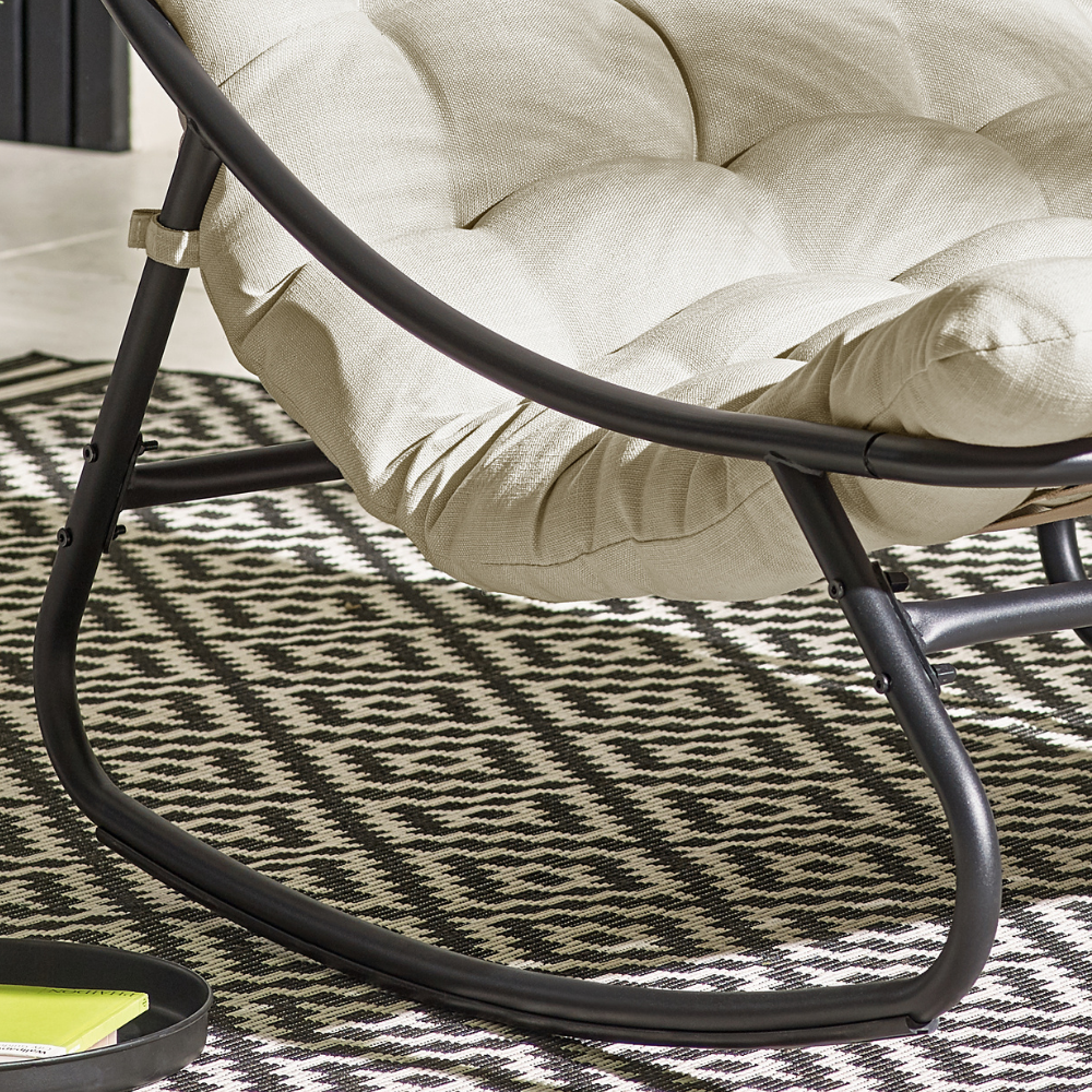 Hydra Black Metal Outdoor Rocking Chair - Picture 10 of 30