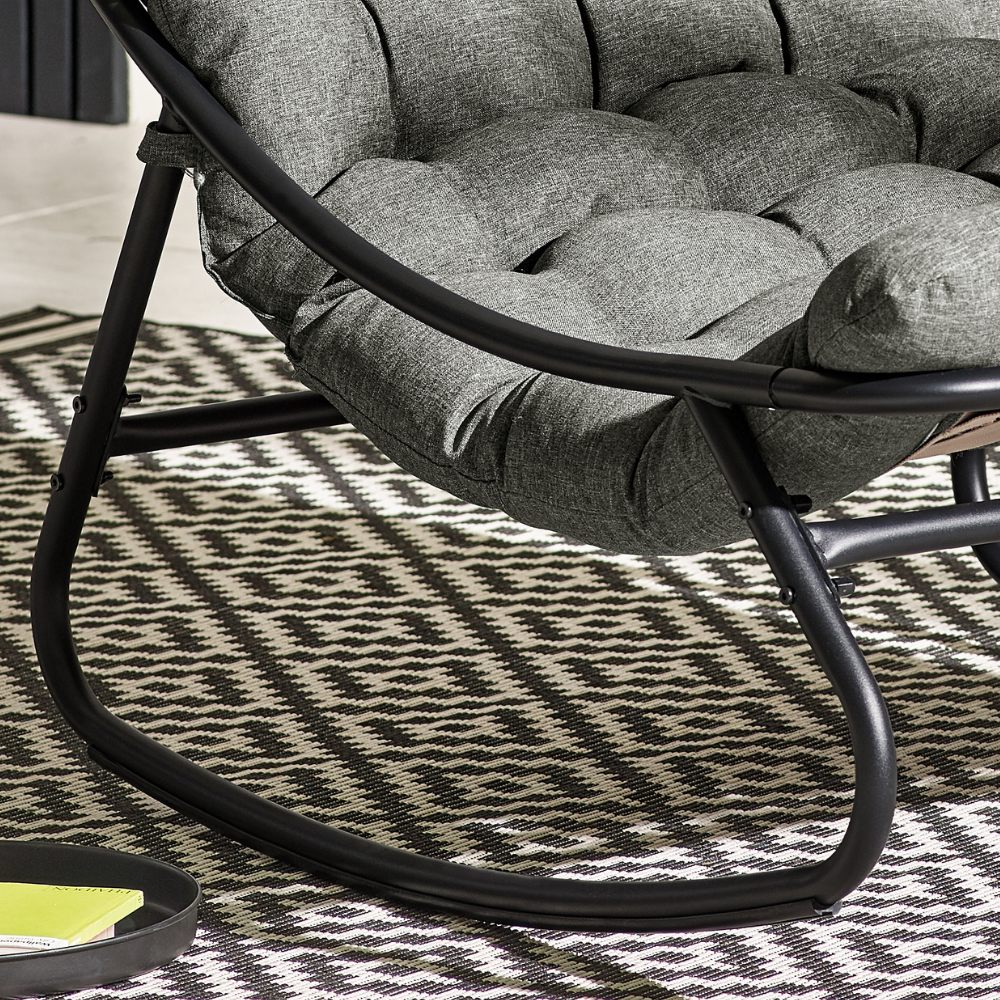 Hydra Black Metal Outdoor Rocking Chair - Picture 28 of 30