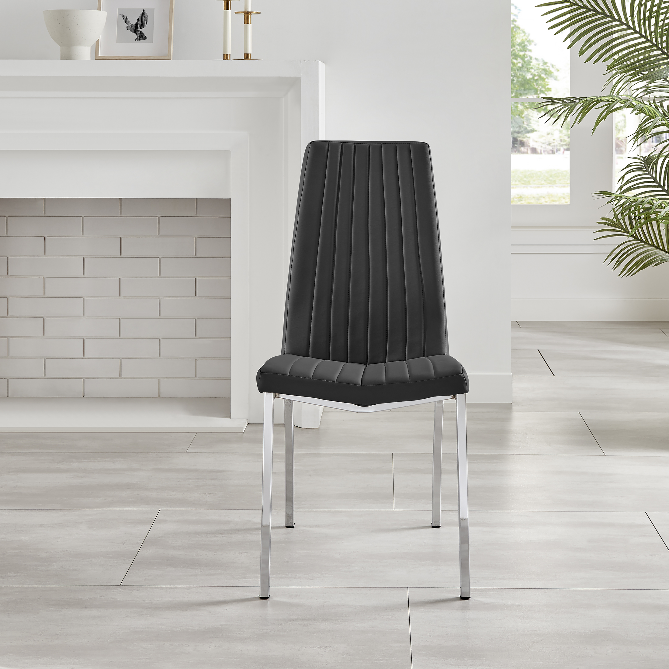 ISCO x2 Faux Leather Deep Foam Padded Dining Chairs Chrome Silver Metal Legs - Picture 10 of 34