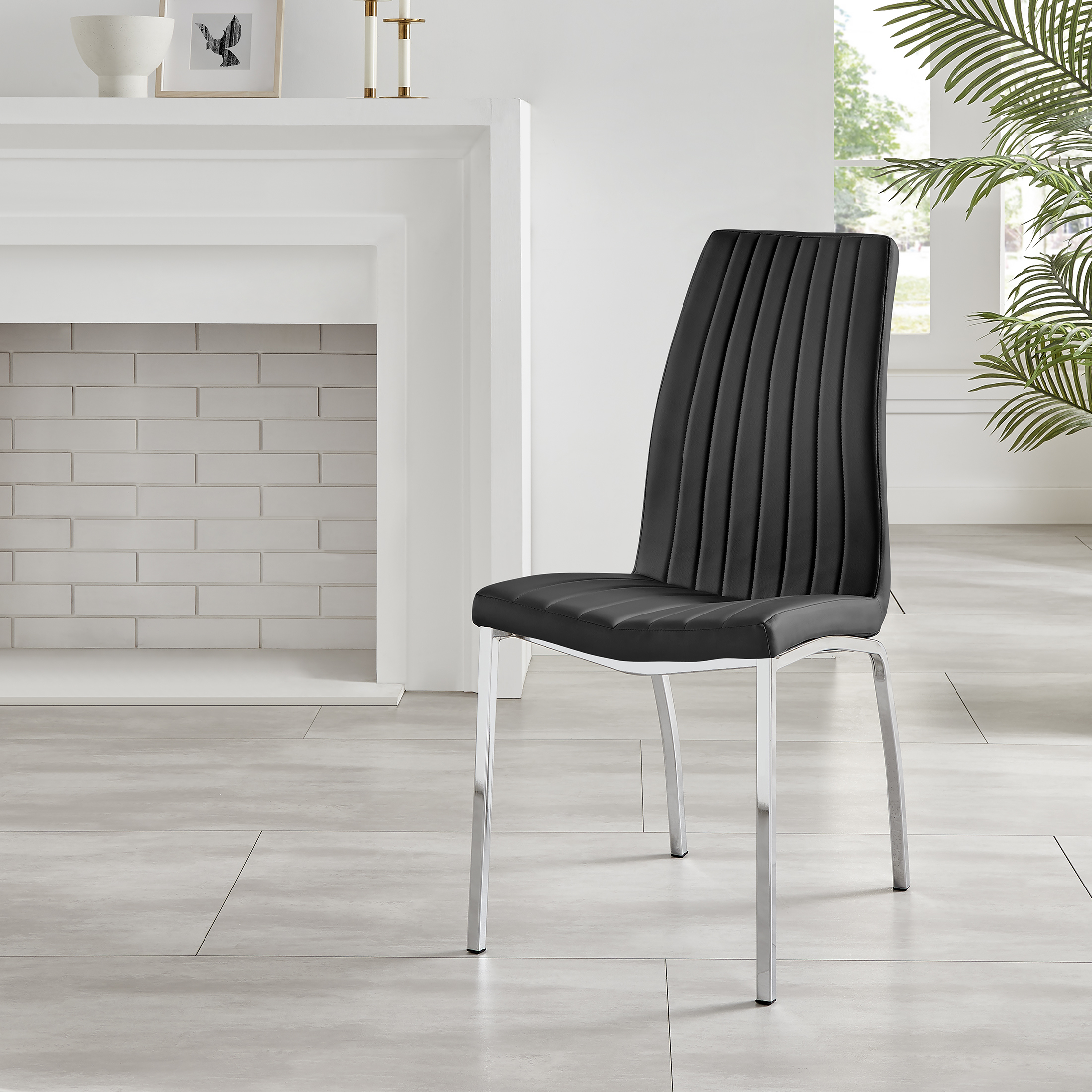 ISCO x2 Faux Leather Deep Foam Padded Dining Chairs Chrome Silver Metal Legs - Picture 9 of 34
