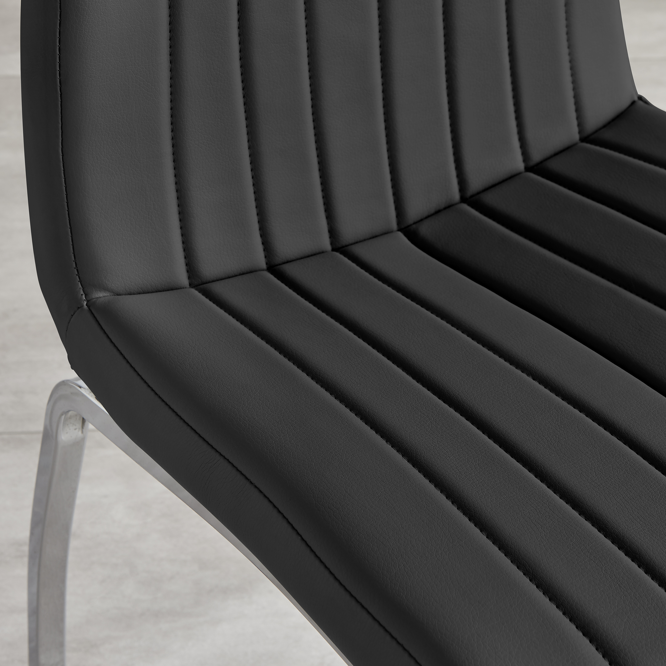 ISCO x2 Faux Leather Deep Foam Padded Dining Chairs Chrome Silver Metal Legs - Picture 11 of 34