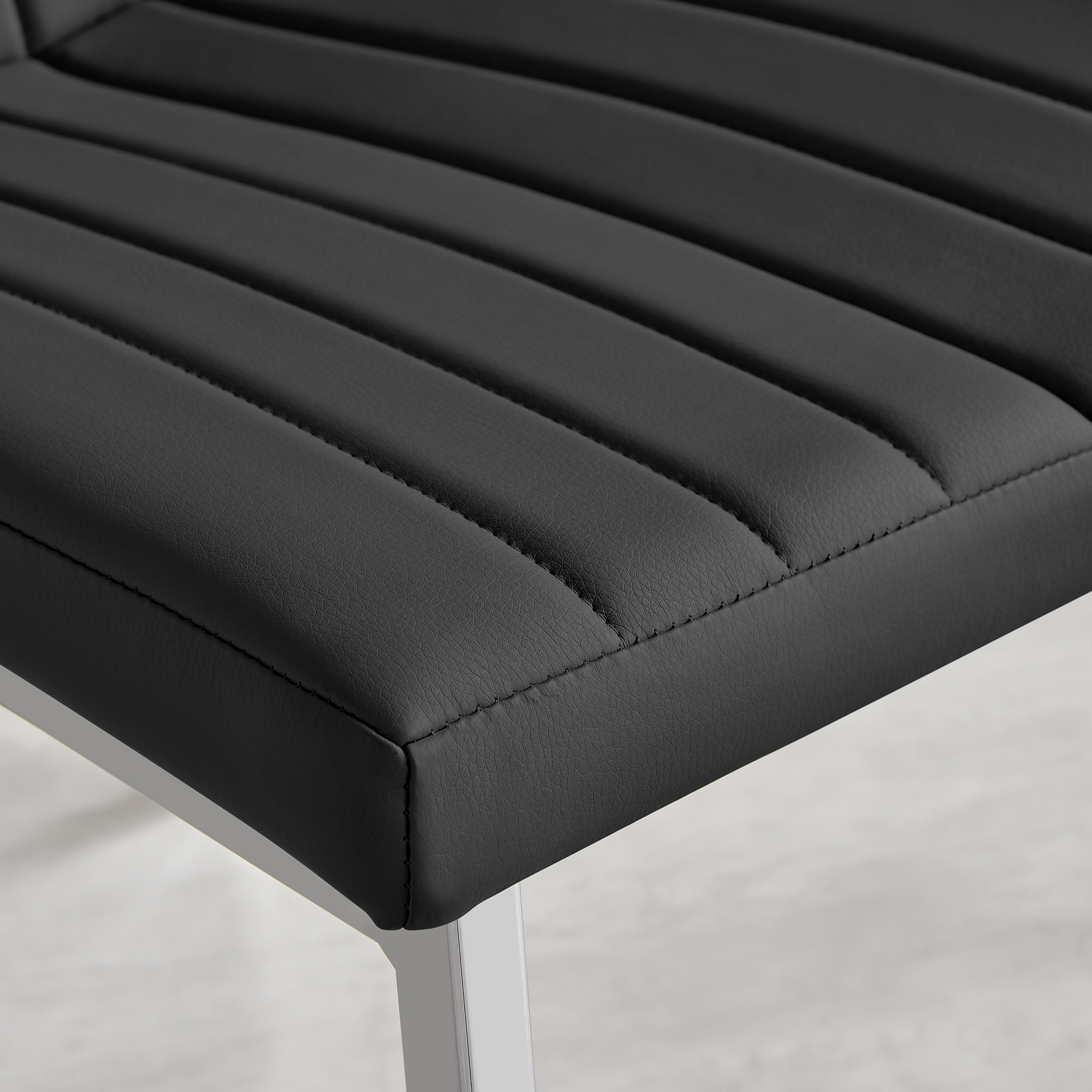 ISCO x2 Faux Leather Deep Foam Padded Dining Chairs Chrome Silver Metal Legs - Picture 12 of 34