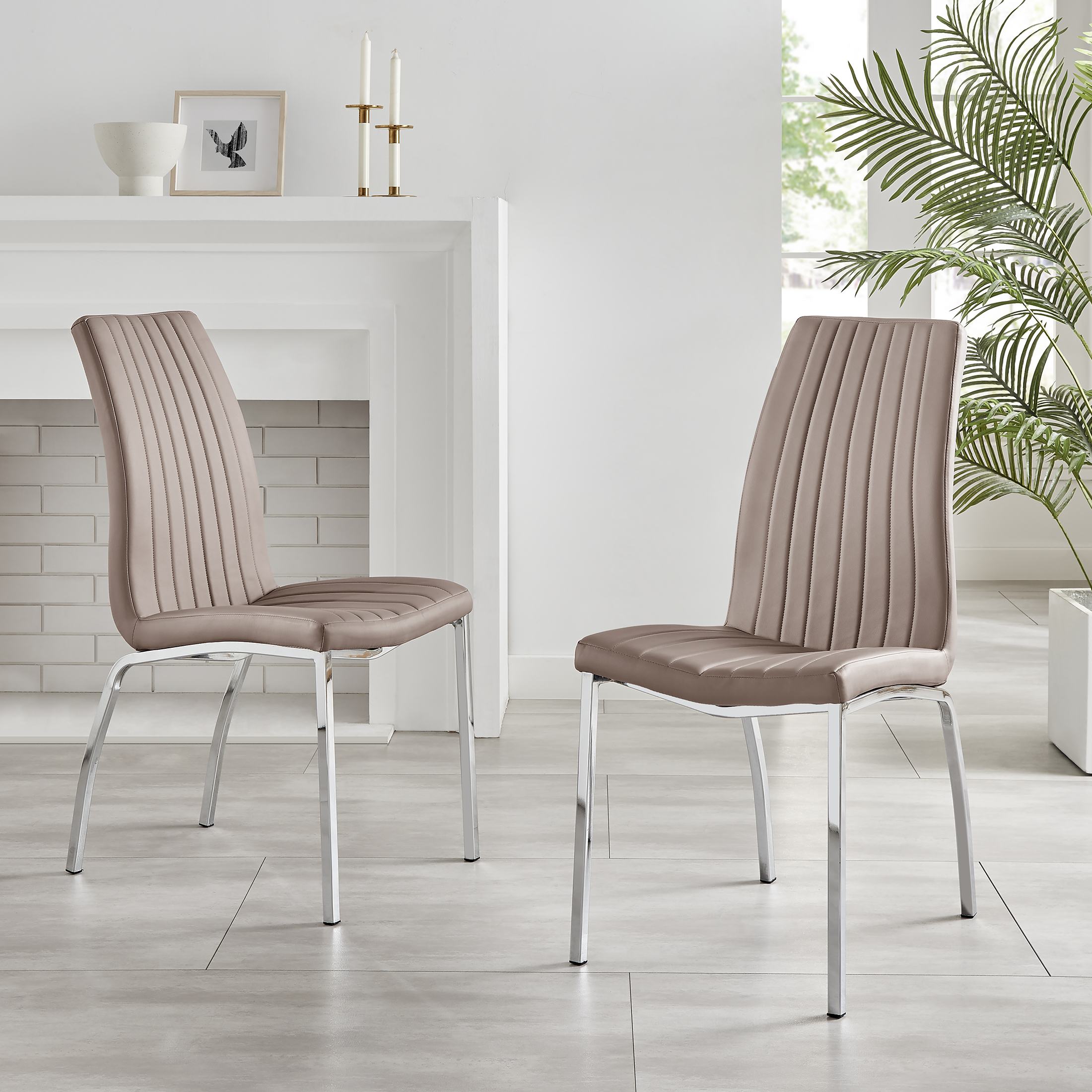 ISCO x2 Faux Leather Deep Foam Padded Dining Chairs Chrome Silver Metal Legs - Picture 14 of 34