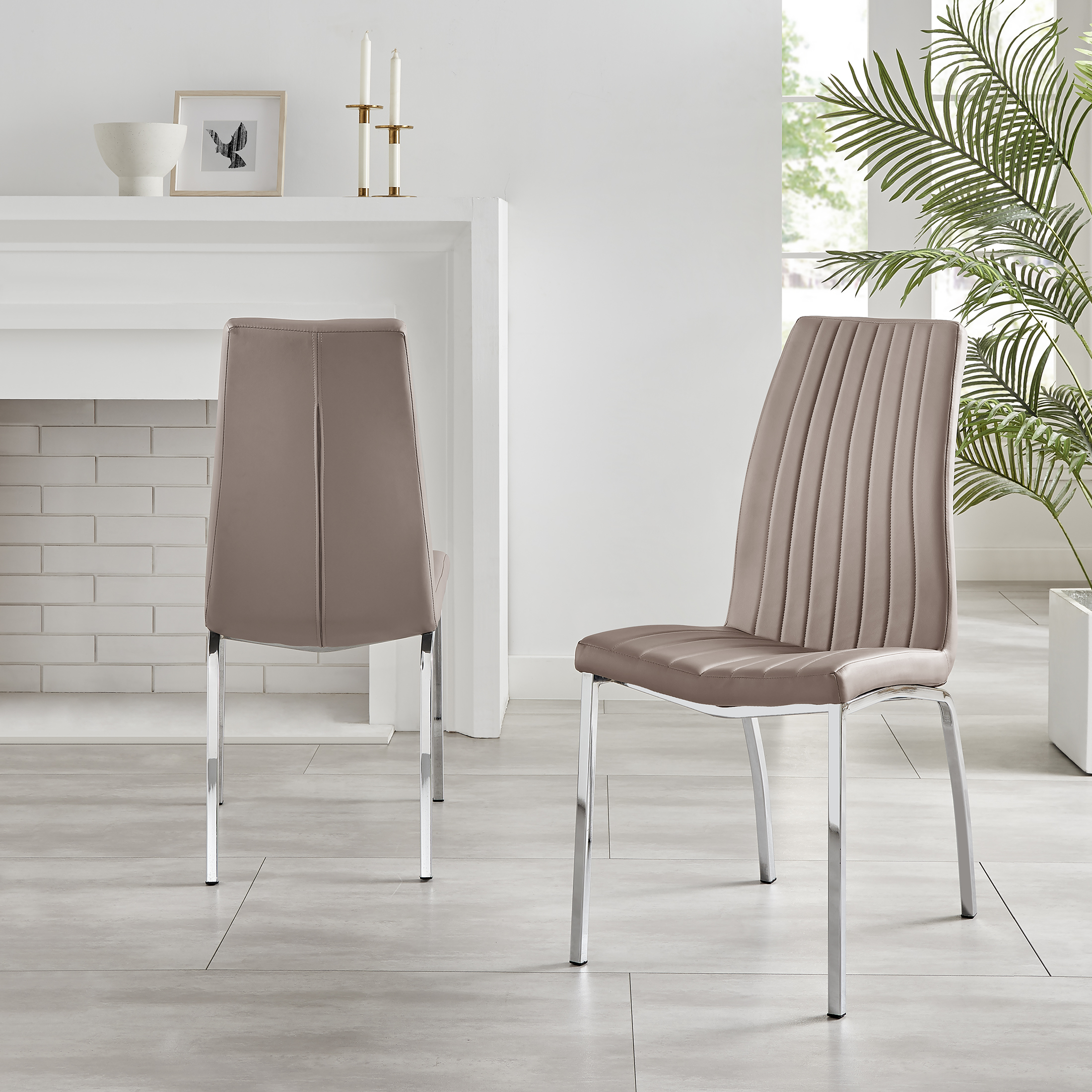 ISCO x2 Faux Leather Deep Foam Padded Dining Chairs Chrome Silver Metal Legs - Picture 15 of 34