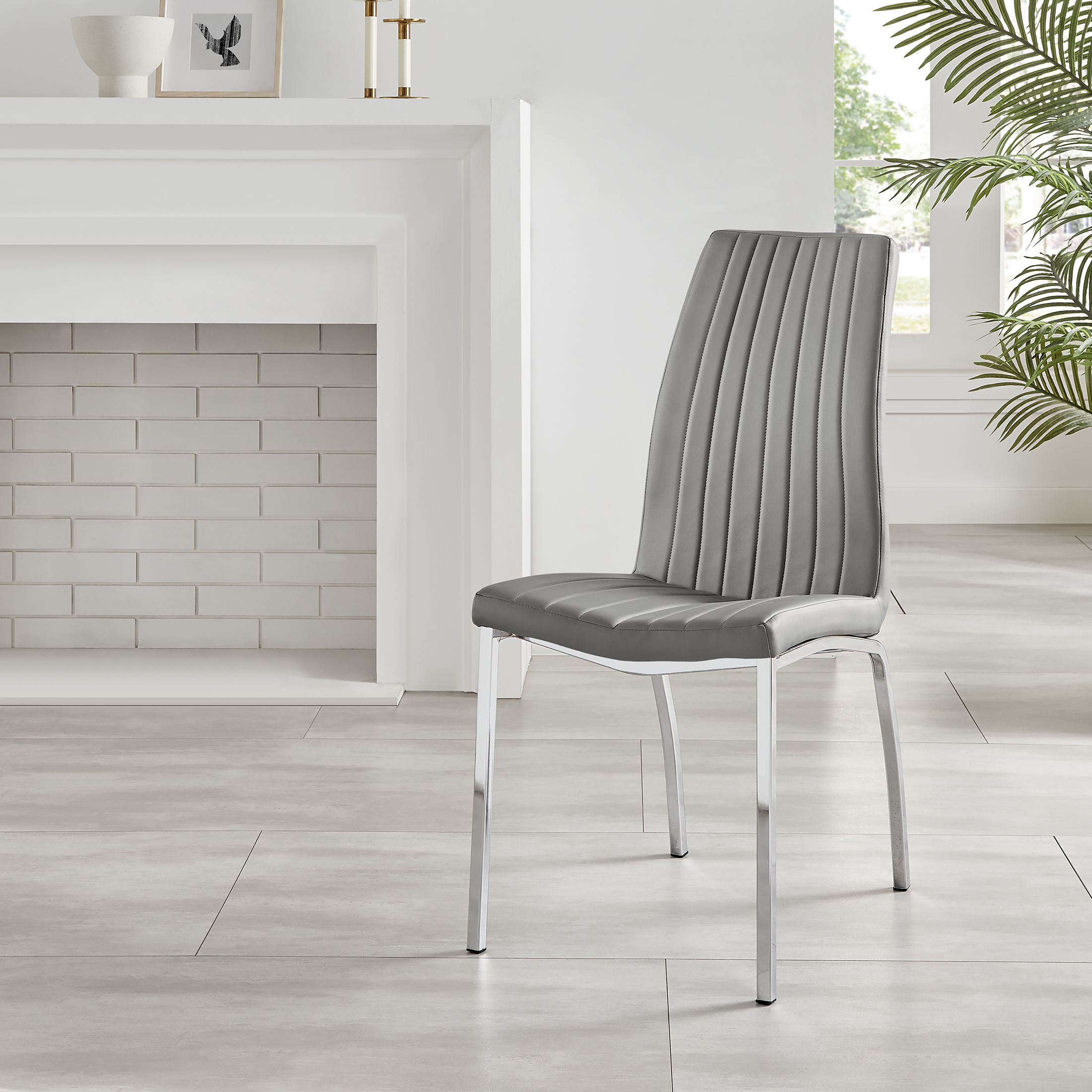 ISCO x2 Faux Leather Deep Foam Padded Dining Chairs Chrome Silver Metal Legs - Picture 23 of 34