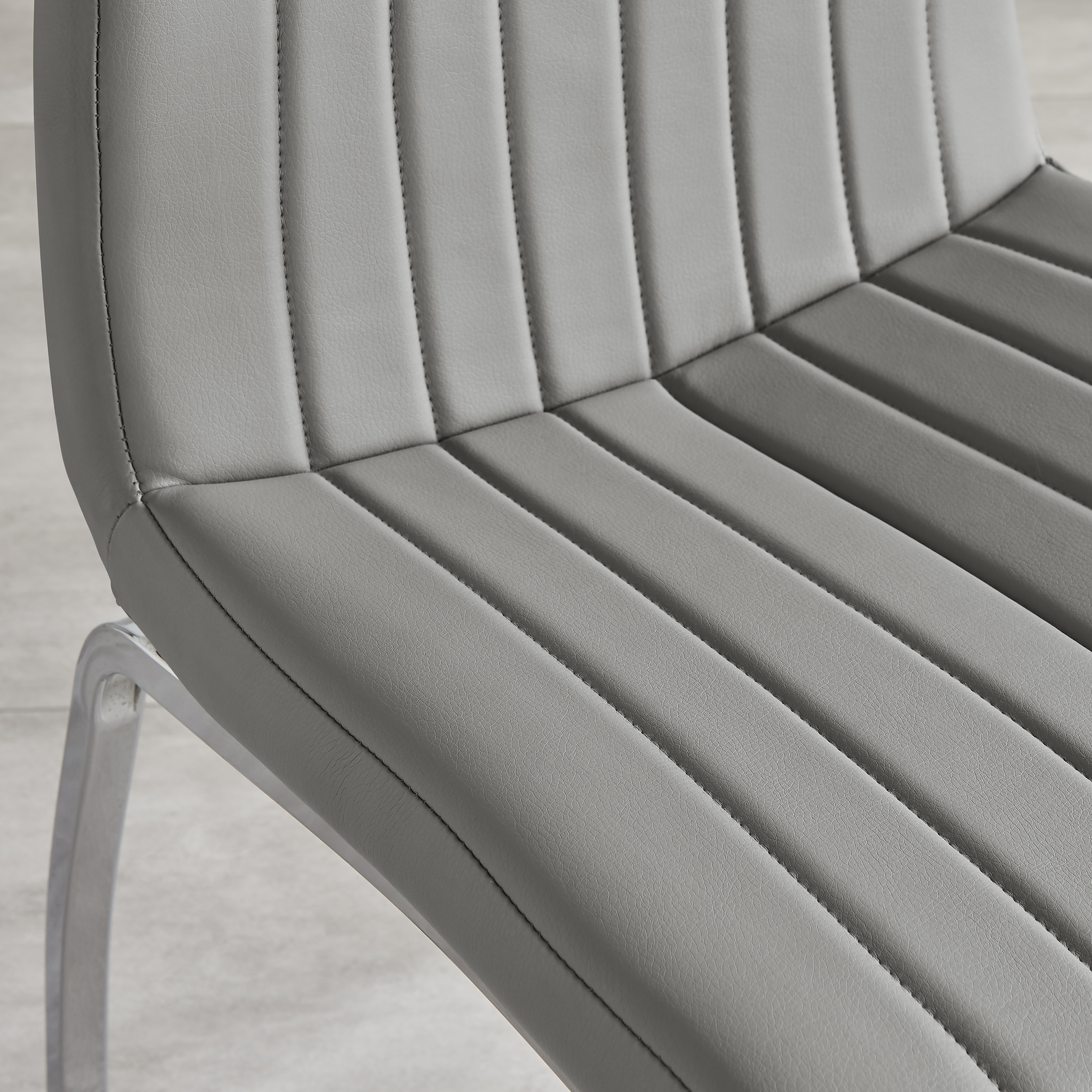 ISCO x2 Faux Leather Deep Foam Padded Dining Chairs Chrome Silver Metal Legs - Picture 25 of 34