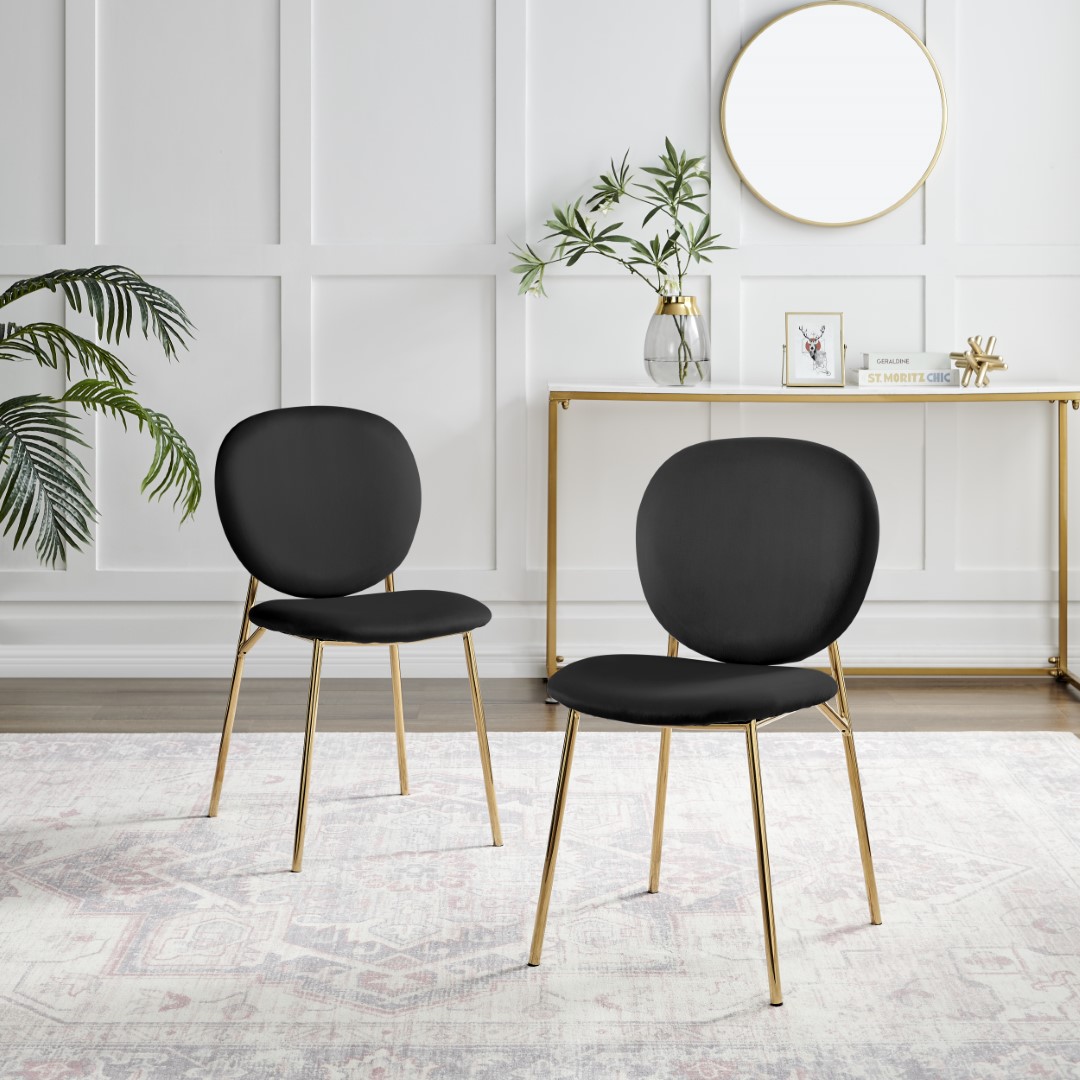 Ivy Velvet Upholstered Modern Dining Chair Gold Leg Retro Vintage - Picture 5 of 40