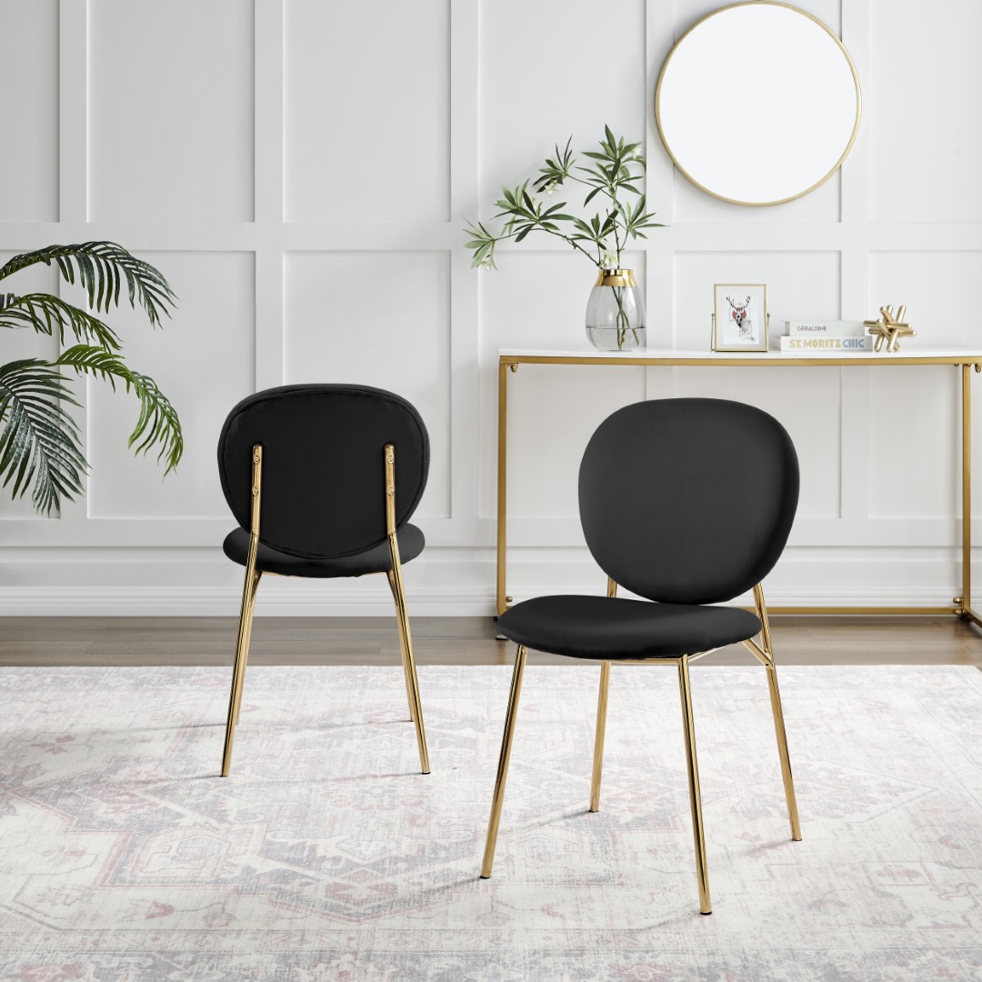 Ivy Velvet Upholstered Modern Dining Chair Gold Leg Retro Vintage - Picture 6 of 40