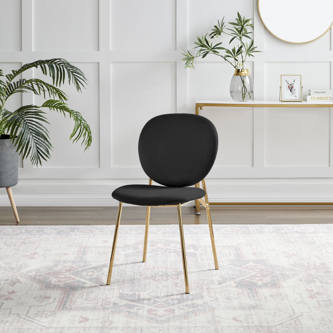 Ivy Velvet Upholstered Modern Dining Chair Gold Leg Retro Vintage - Picture 7 of 40