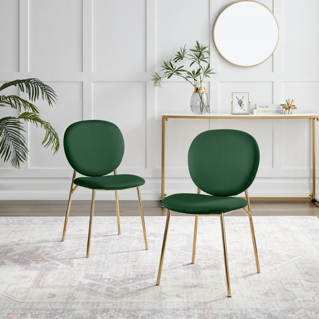 Ivy Velvet Upholstered Modern Dining Chair Gold Leg Retro Vintage - Picture 14 of 40