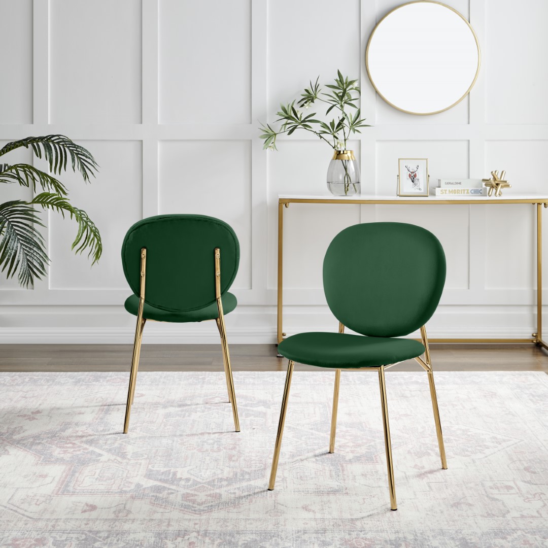 Ivy Velvet Upholstered Modern Dining Chair Gold Leg Retro Vintage - Picture 15 of 40