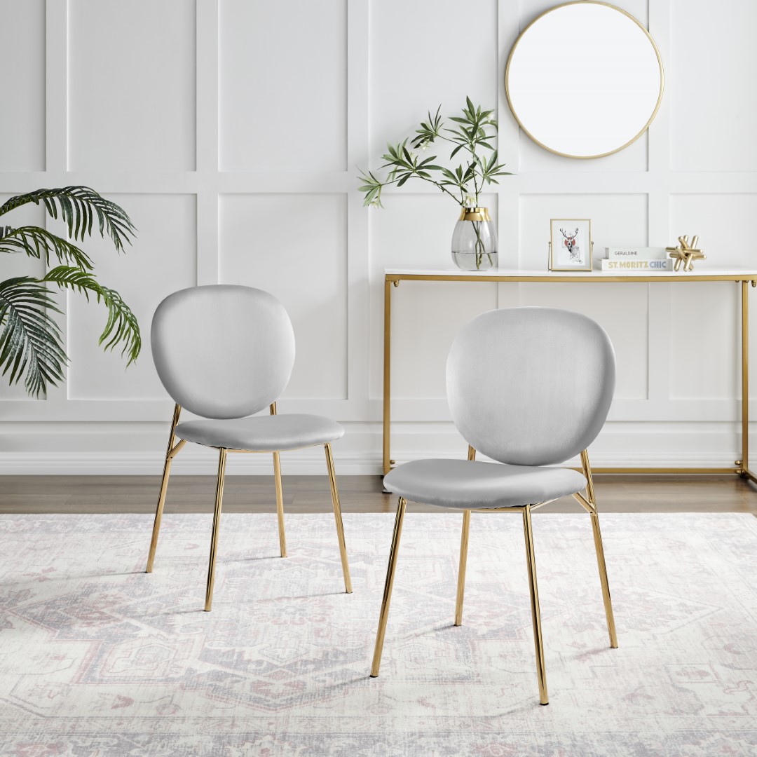 Ivy Velvet Upholstered Modern Dining Chair Gold Leg Retro Vintage - Picture 23 of 40