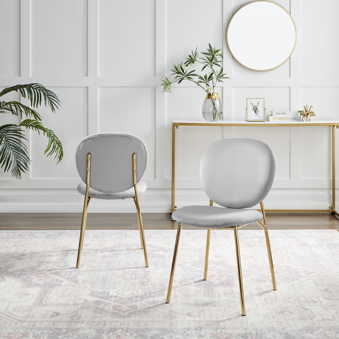 Ivy Velvet Upholstered Modern Dining Chair Gold Leg Retro Vintage - Picture 24 of 40
