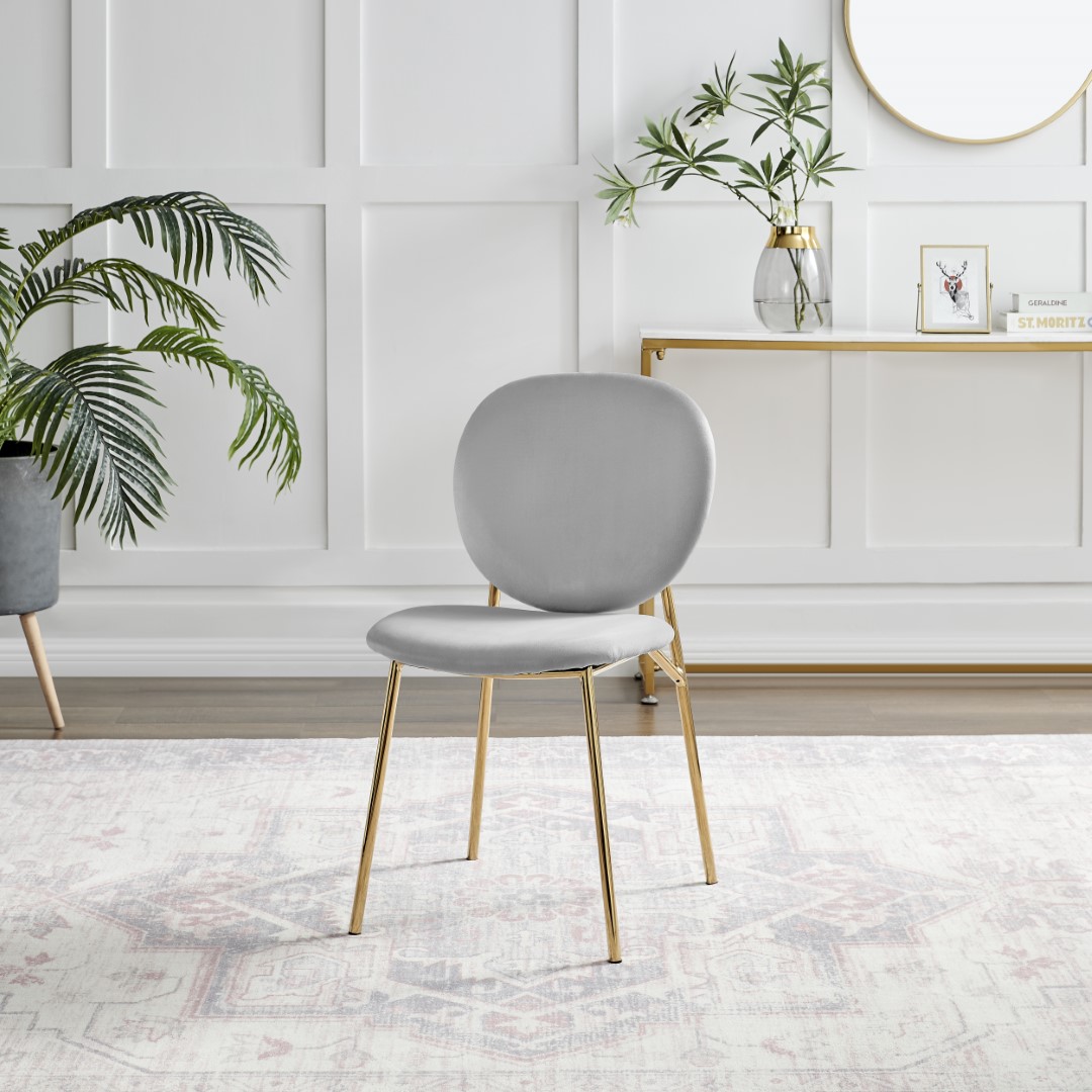 Ivy Velvet Upholstered Modern Dining Chair Gold Leg Retro Vintage - Picture 25 of 40