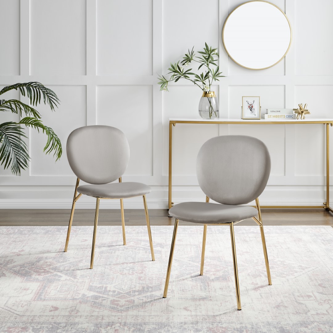 Ivy Velvet Upholstered Modern Dining Chair Gold Leg Retro Vintage - Picture 32 of 40