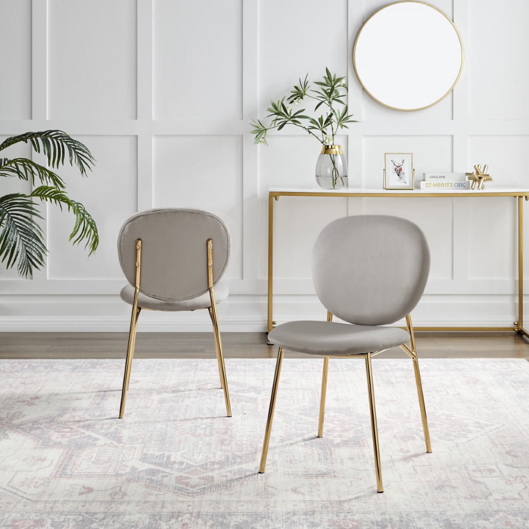 Ivy Velvet Upholstered Modern Dining Chair Gold Leg Retro Vintage - Picture 33 of 40