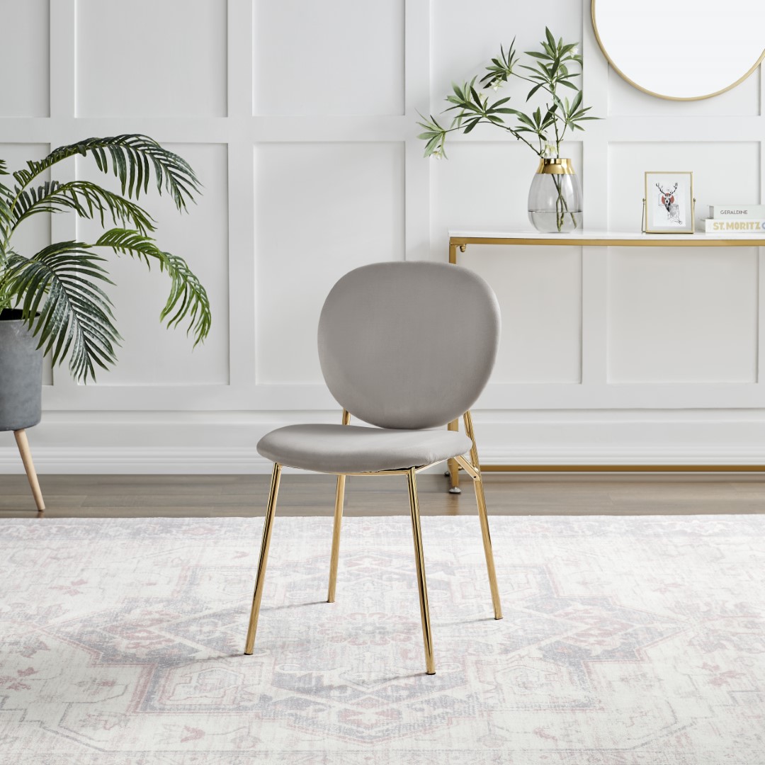 Ivy Velvet Upholstered Modern Dining Chair Gold Leg Retro Vintage - Picture 34 of 40