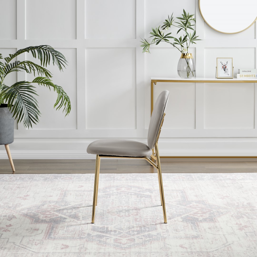 Ivy Velvet Upholstered Modern Dining Chair Gold Leg Retro Vintage - Picture 36 of 40