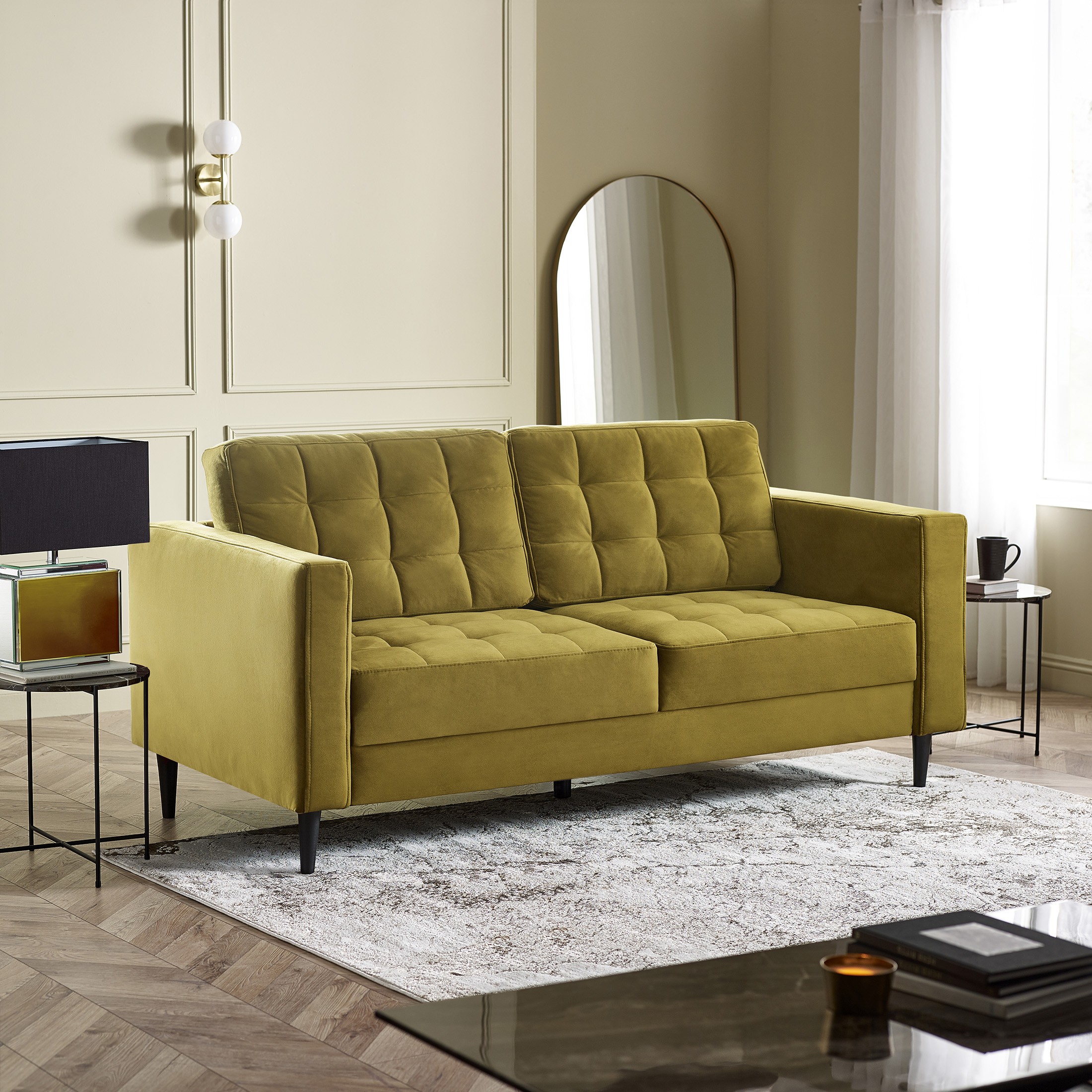 Jolene 3 Seater Luxury Velvet Sofa Tufted Chesterfield Minimalist Modern