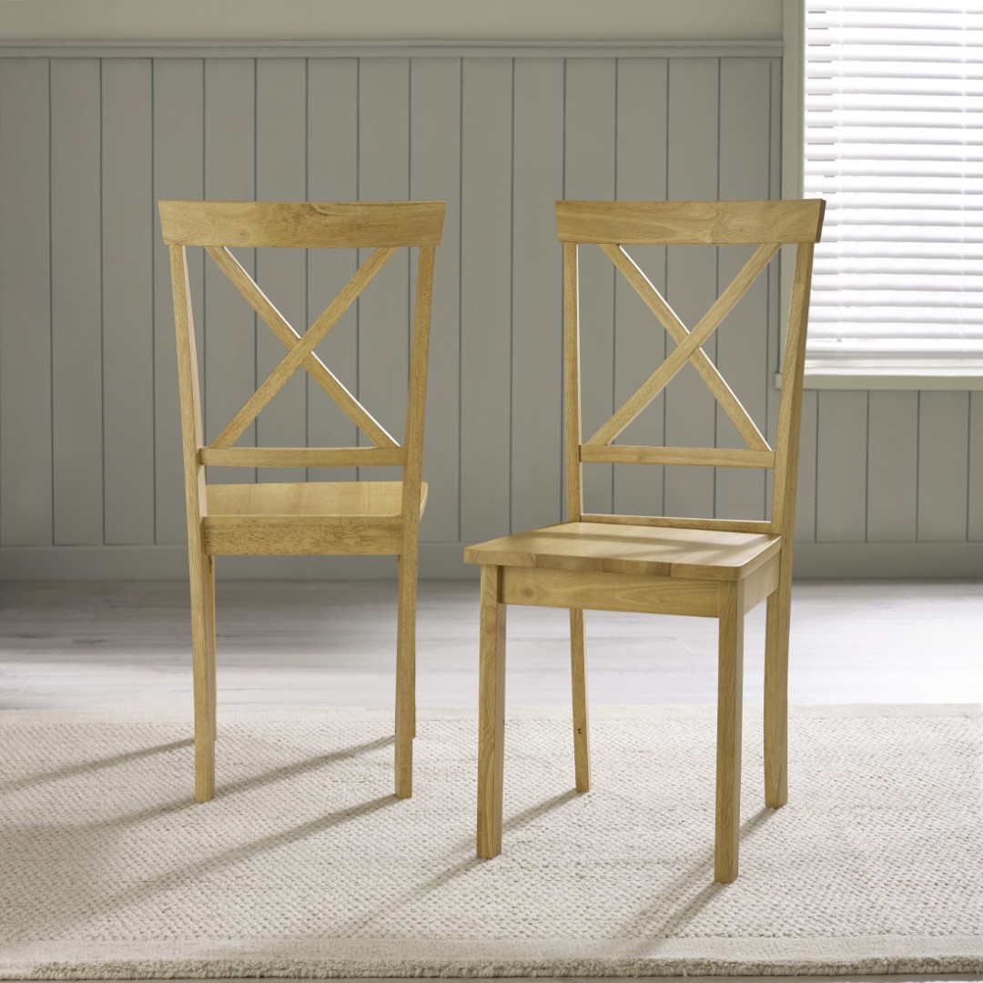 Millford Solid Wood Crossback Dining Chairs Set of 2 Rustic Cottage - Picture 12 of 23