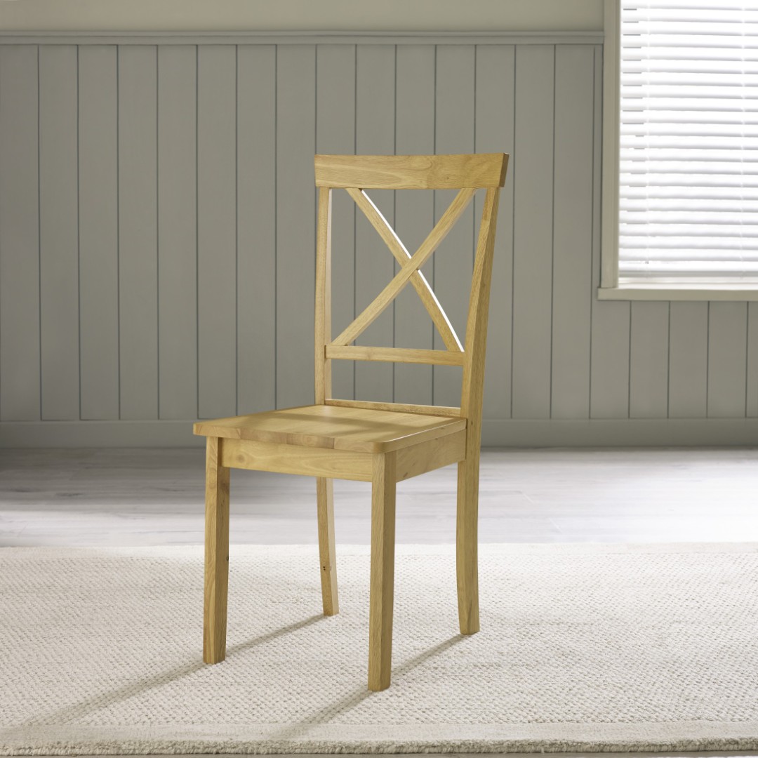 Millford Solid Wood Crossback Dining Chairs Set of 2 Rustic Cottage - Picture 13 of 23