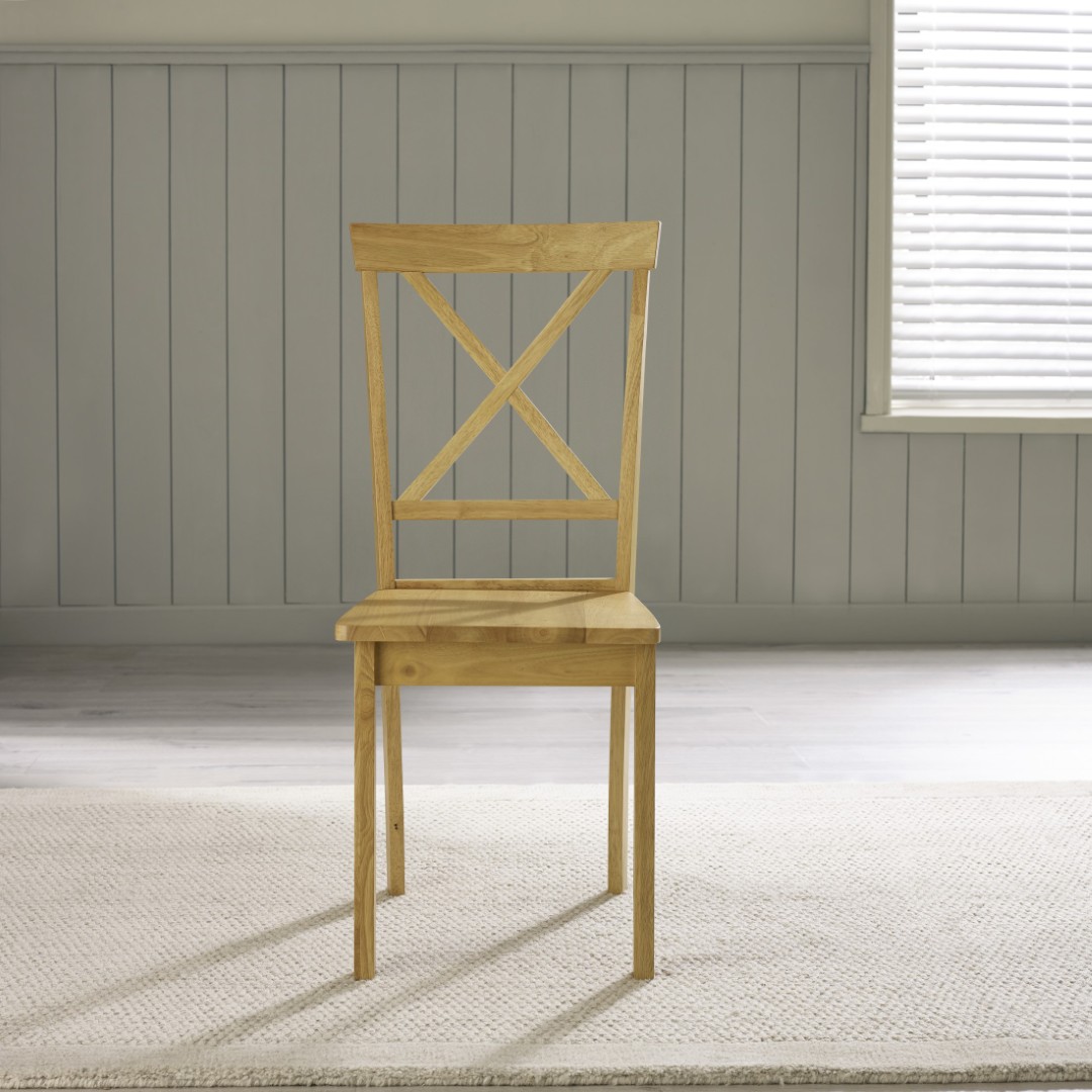 Millford Solid Wood Crossback Dining Chairs Set of 2 Rustic Cottage - Picture 14 of 23