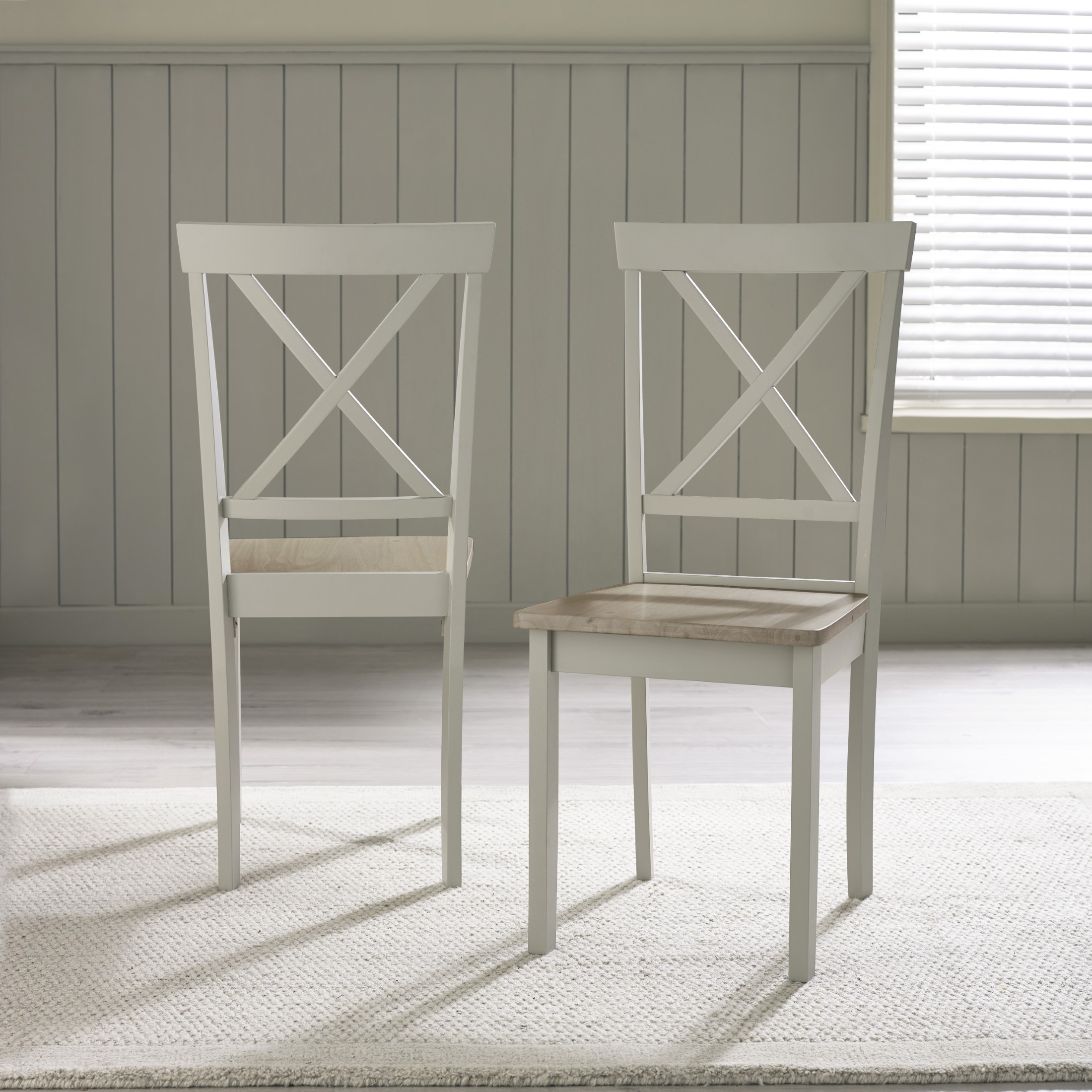 Millford Solid Wood Crossback Dining Chairs Set of 2 Rustic Cottage - Picture 5 of 23