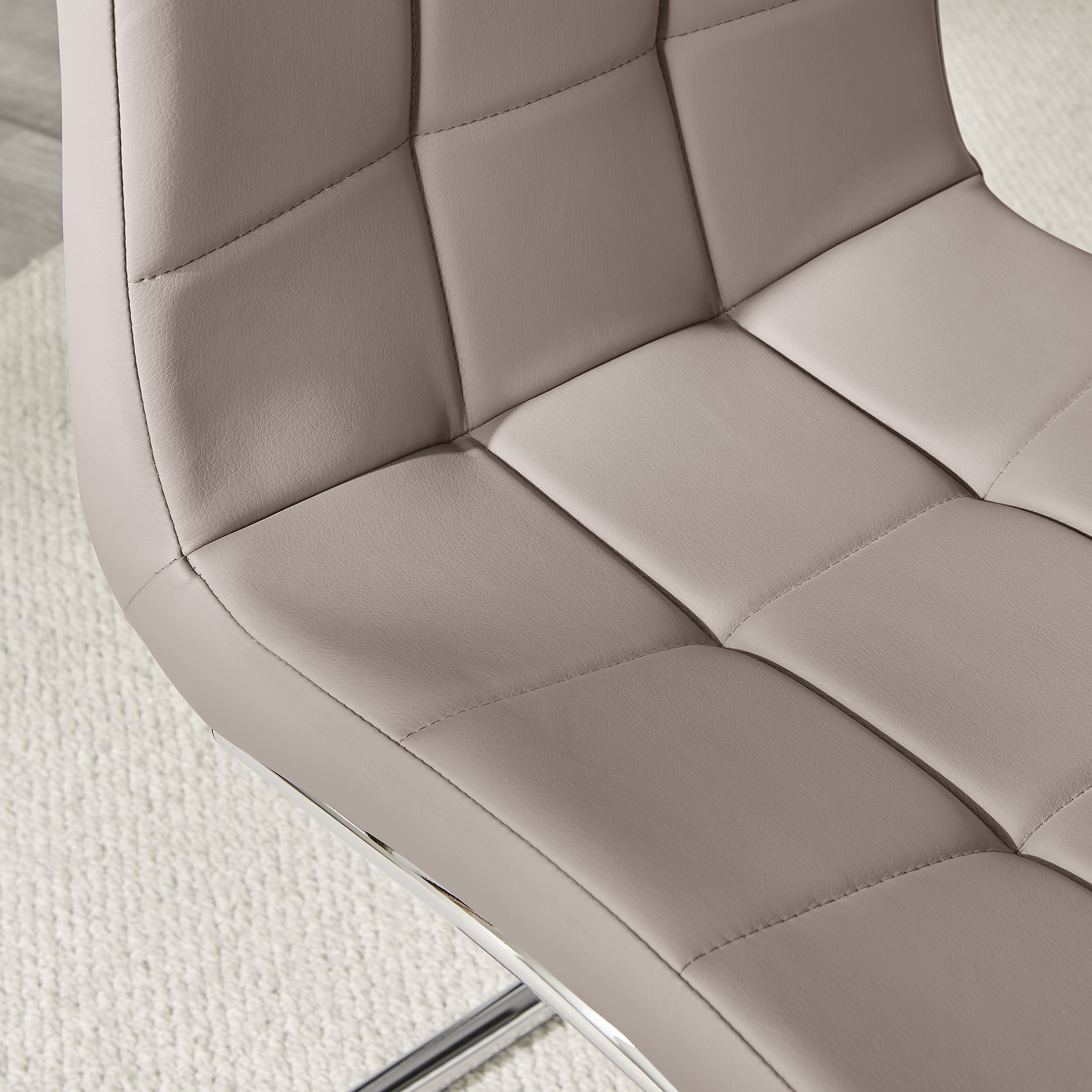 MURANO x2 Faux Leather Deep Foam Padded Silver Chrome Kichen Dining Chairs - Picture 23 of 32