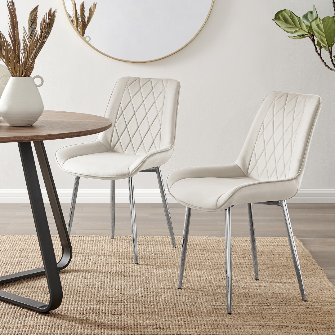 PESARO x2 Velvet Luxury Dining Chairs with Chrome SILVER/GOLD/BLACK Metal Legs - Picture 109 of 180