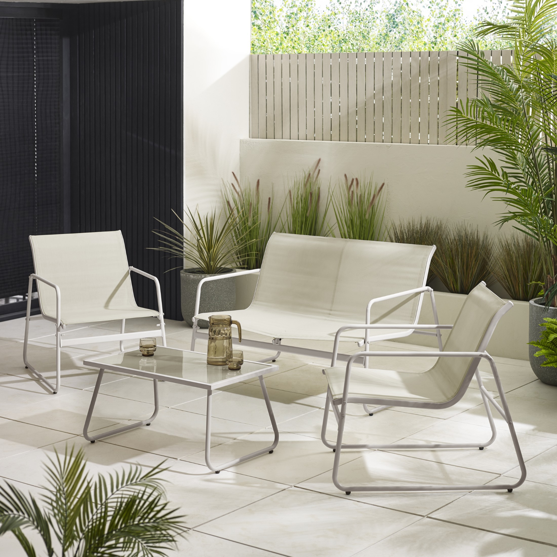 Naxos 4 Seat Outdoor Chairs Sofa & Table Set Retro Vintage