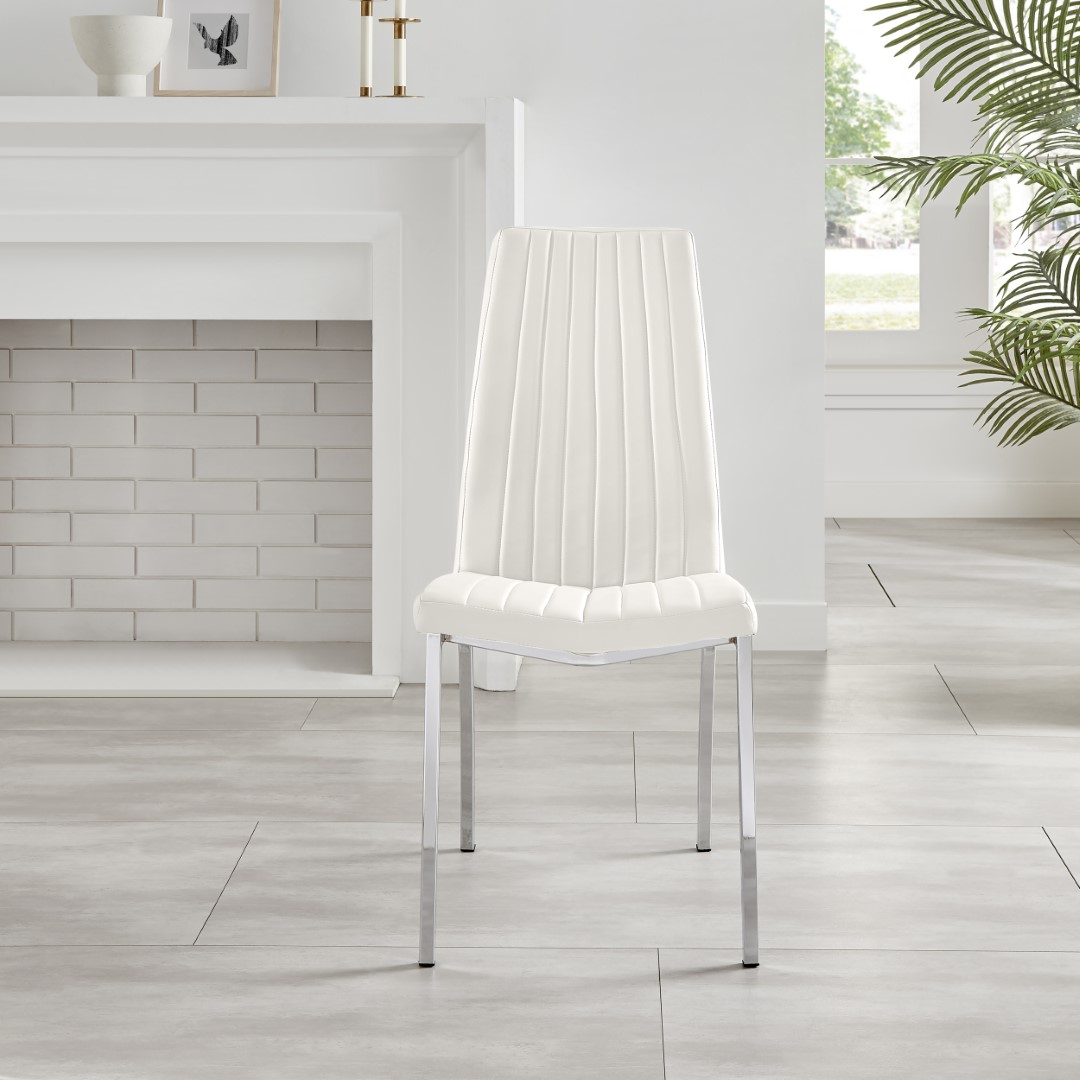 ISCO x2 Faux Leather Deep Foam Padded Dining Chairs Chrome Silver Metal Legs - Picture 31 of 34