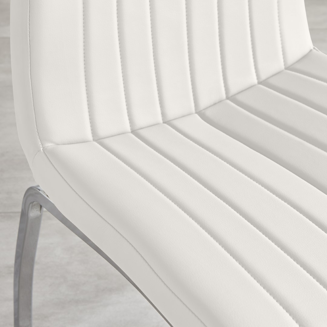 ISCO x2 Faux Leather Deep Foam Padded Dining Chairs Chrome Silver Metal Legs - Picture 32 of 34