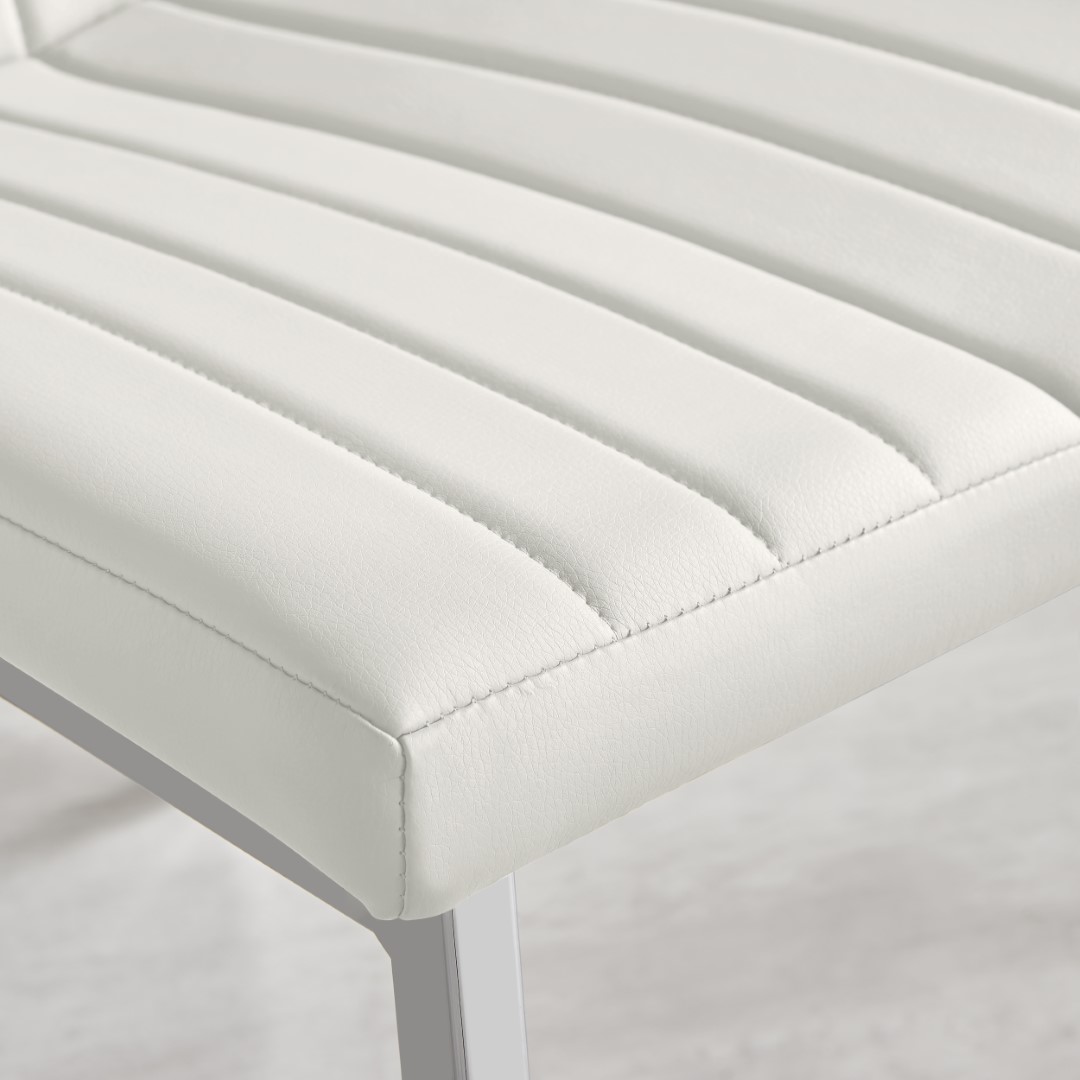 ISCO x2 Faux Leather Deep Foam Padded Dining Chairs Chrome Silver Metal Legs - Picture 33 of 34
