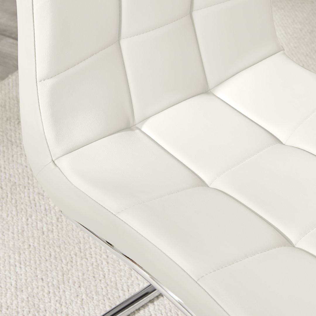 MURANO x2 Faux Leather Deep Foam Padded Silver Chrome Kichen Dining Chairs - Picture 16 of 32
