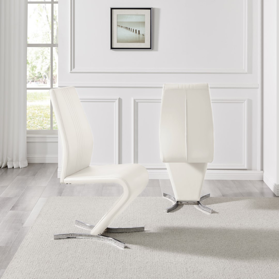 WILLOW x2 'Z' Faux Leather Silver Chrome Black/White/Grey/Yellow Dining Chairs - Picture 36 of 41