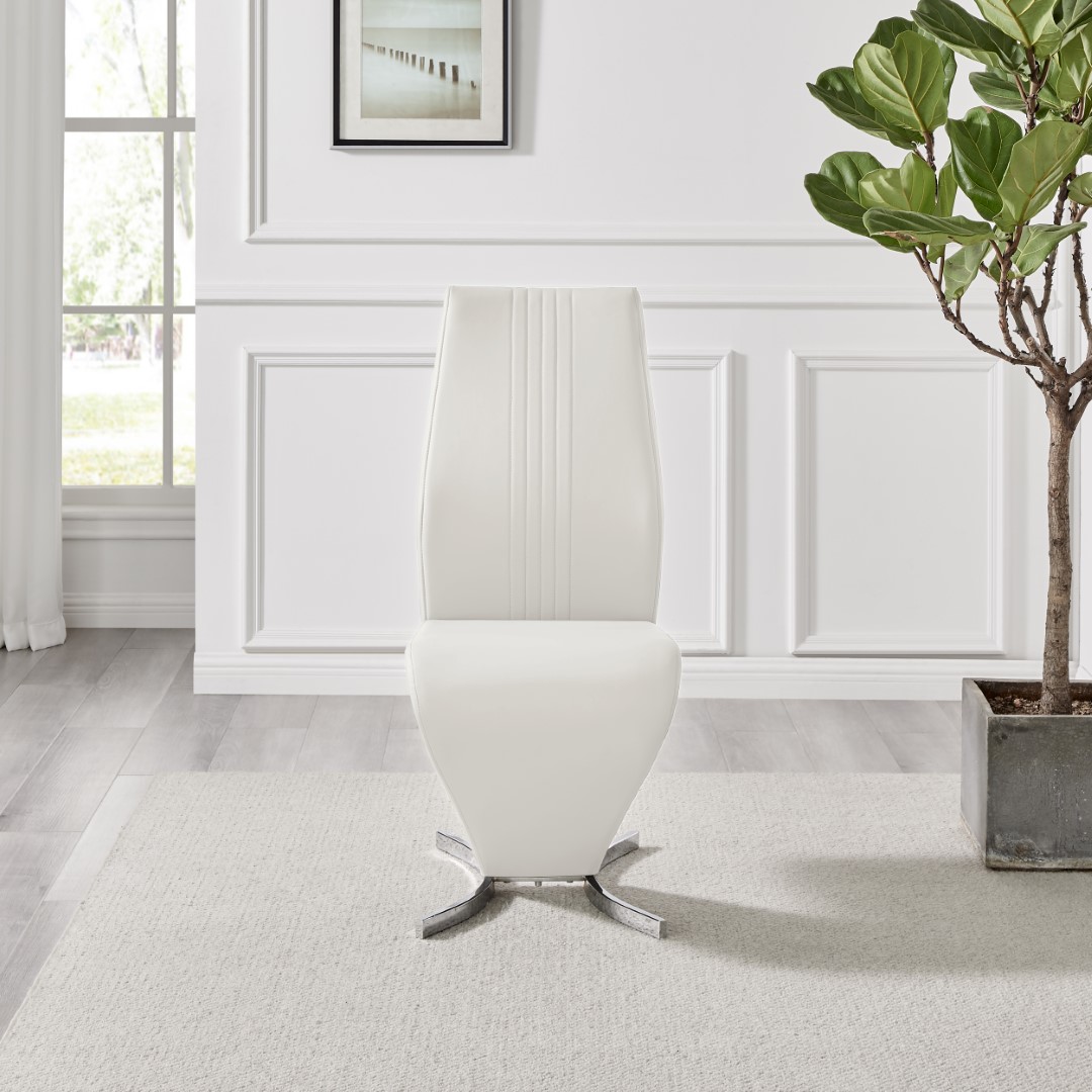 WILLOW x2 'Z' Faux Leather Silver Chrome Black/White/Grey/Yellow Dining Chairs - Picture 38 of 41