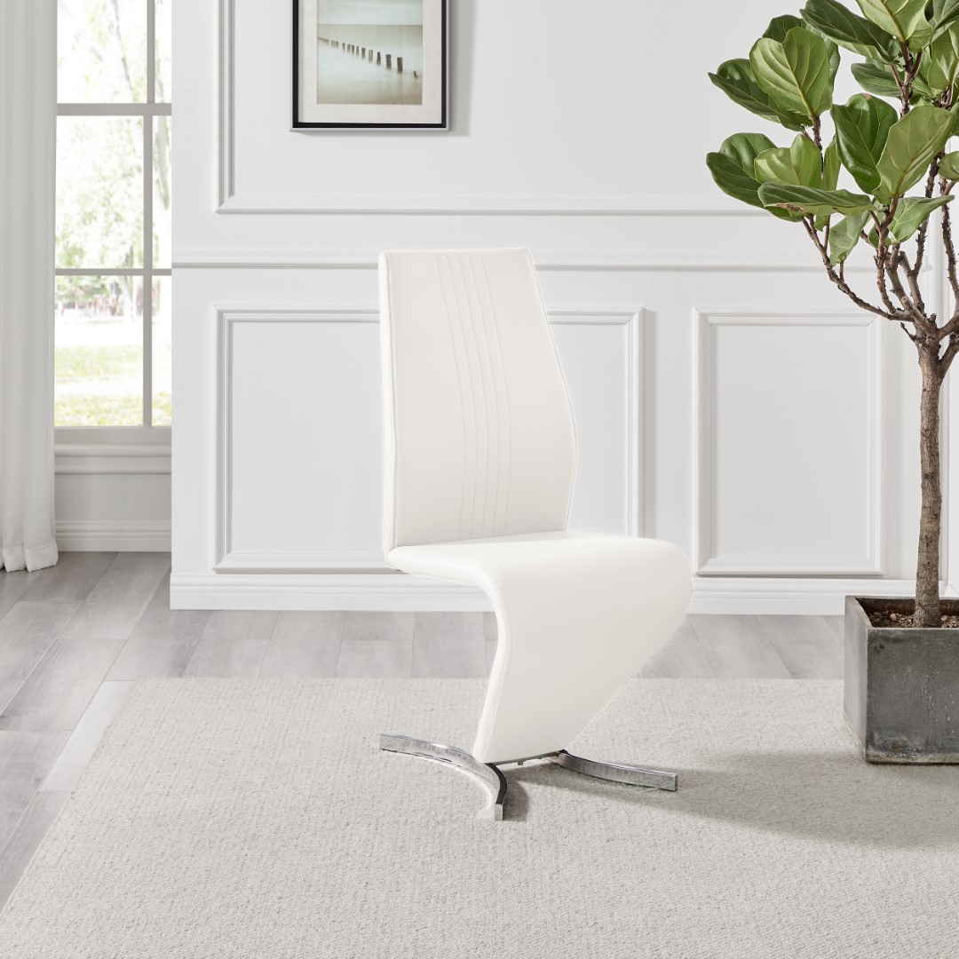WILLOW x2 'Z' Faux Leather Silver Chrome Black/White/Grey/Yellow Dining Chairs - Picture 37 of 41