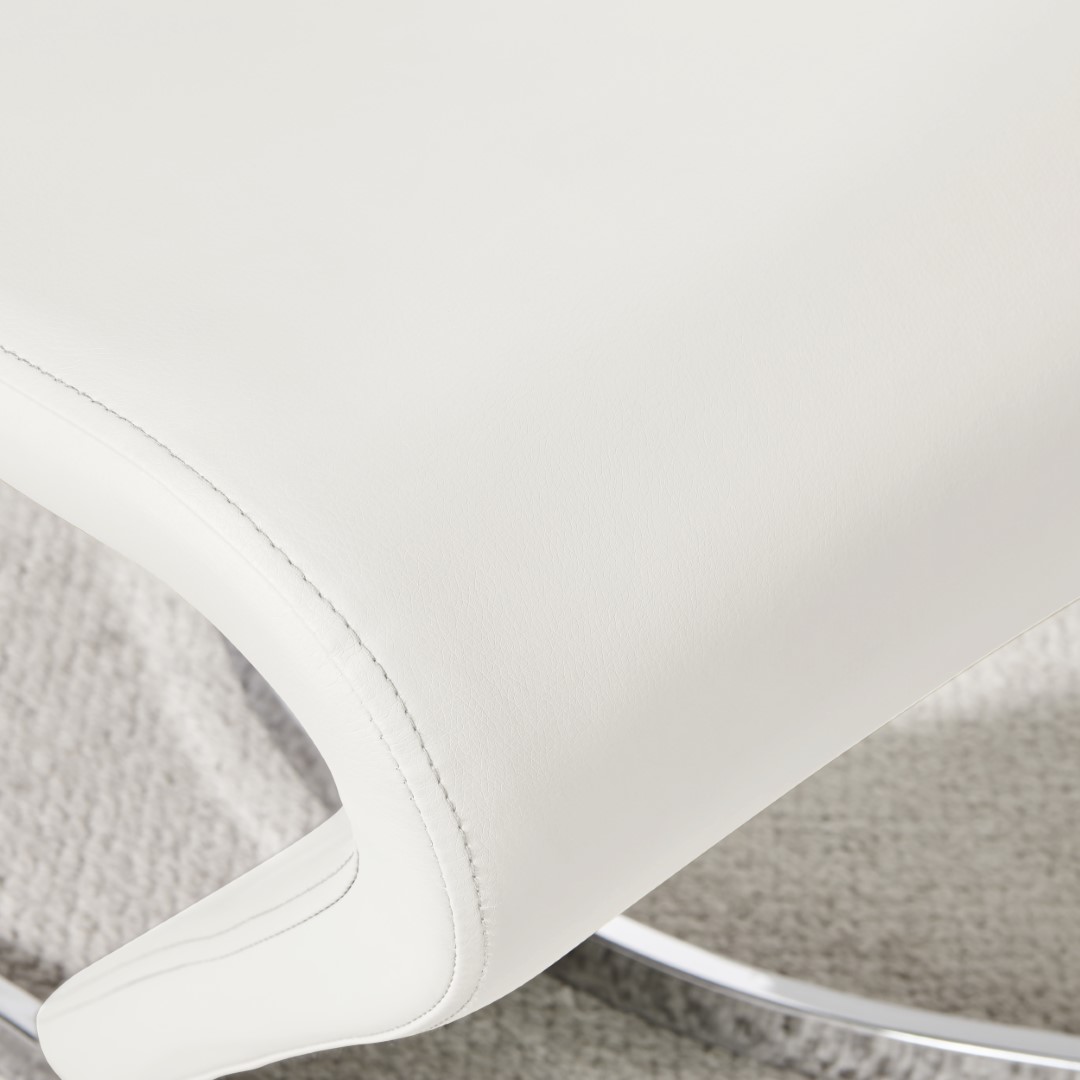 WILLOW x2 'Z' Faux Leather Silver Chrome Black/White/Grey/Yellow Dining Chairs - Picture 40 of 41