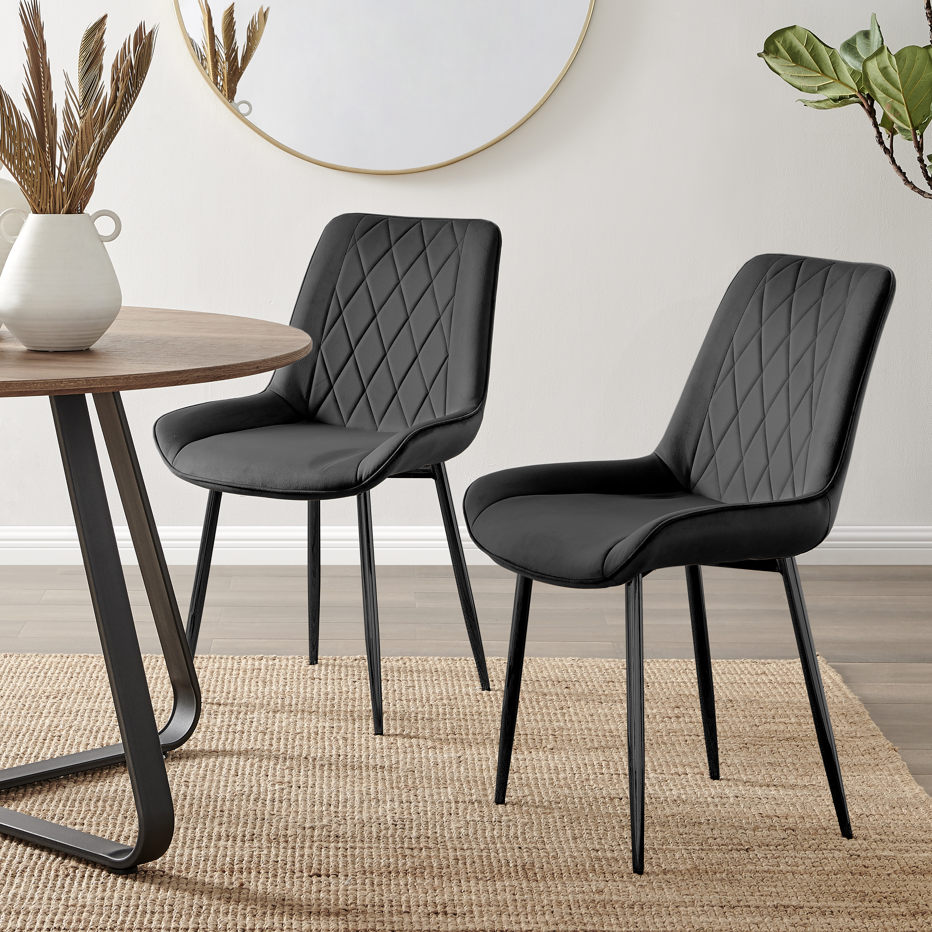PESARO x2 Velvet Luxury Dining Chairs with Chrome SILVER/GOLD/BLACK Metal Legs - Picture 100 of 180