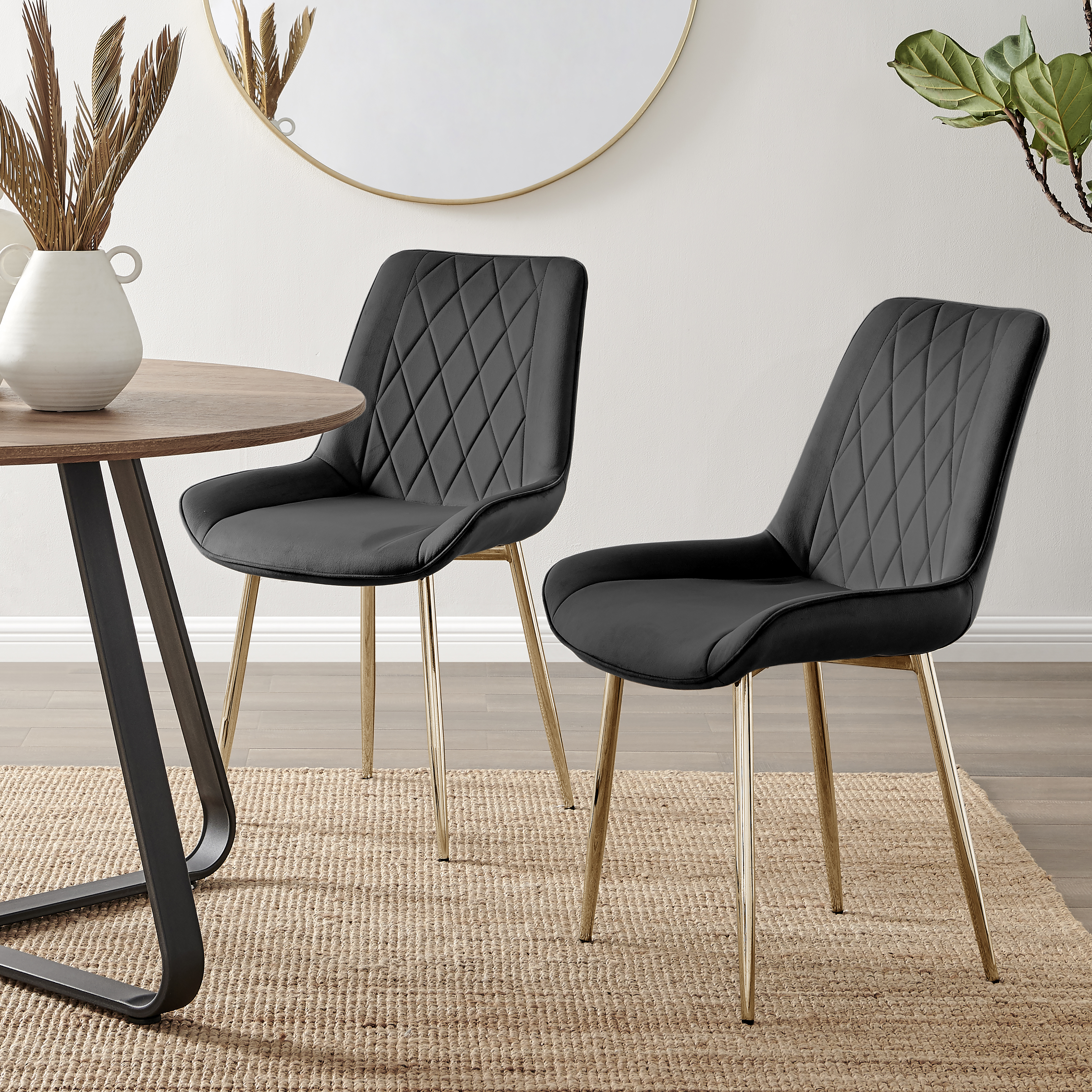 PESARO x2 Velvet Luxury Dining Chairs with Chrome SILVER/GOLD/BLACK Metal Legs - Picture 91 of 180