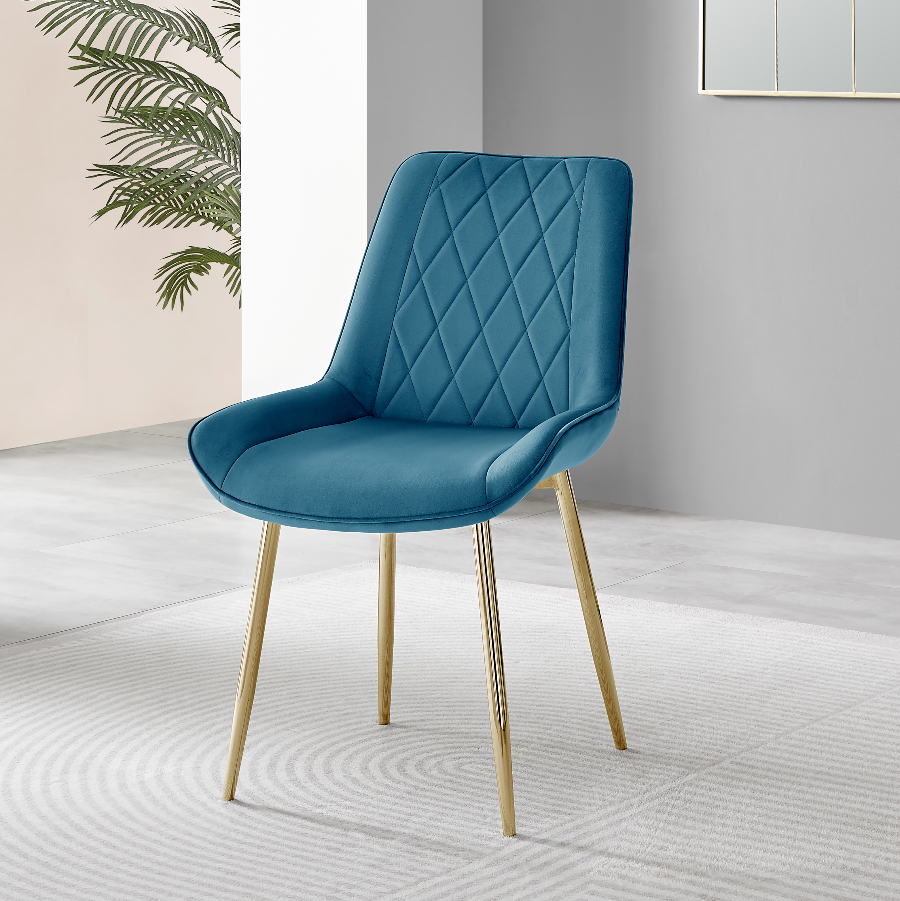 PESARO x2 Velvet Luxury Dining Chairs with Chrome SILVER/GOLD/BLACK Metal Legs - Picture 20 of 180