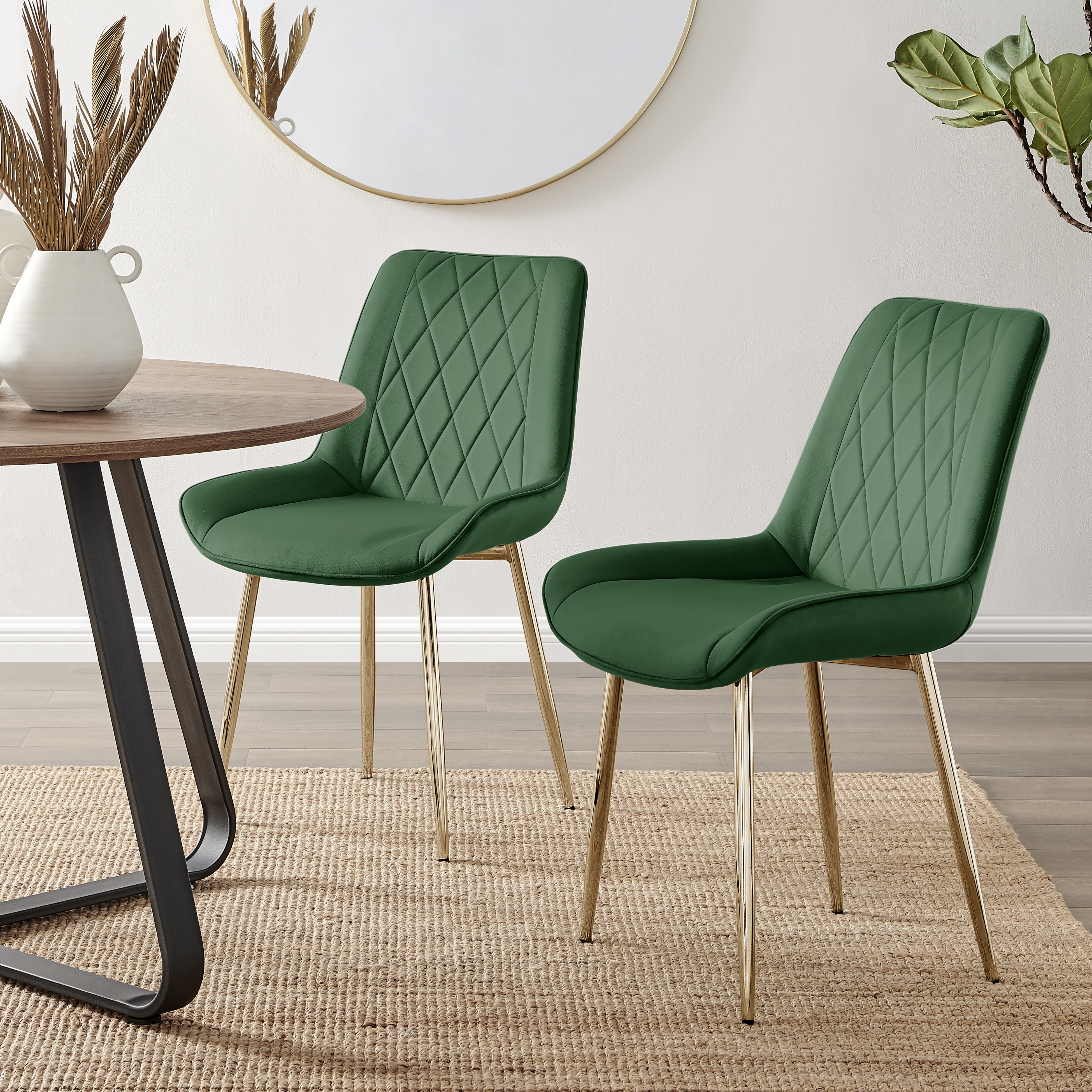 PESARO x2 Velvet Luxury Dining Chairs with Chrome SILVER/GOLD/BLACK Metal Legs - Picture 42 of 180