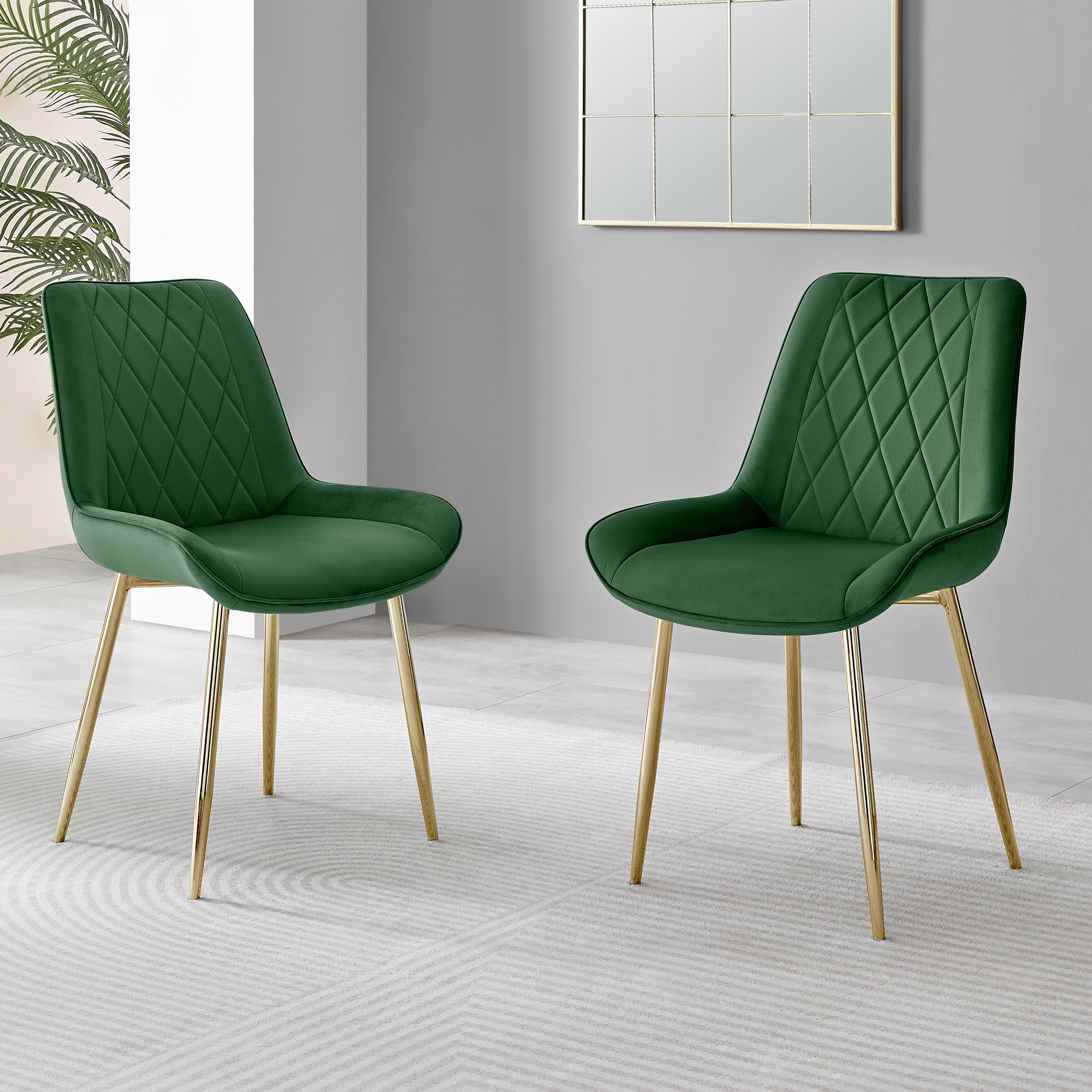 PESARO x2 Velvet Luxury Dining Chairs with Chrome SILVER/GOLD/BLACK Metal Legs - Picture 43 of 180