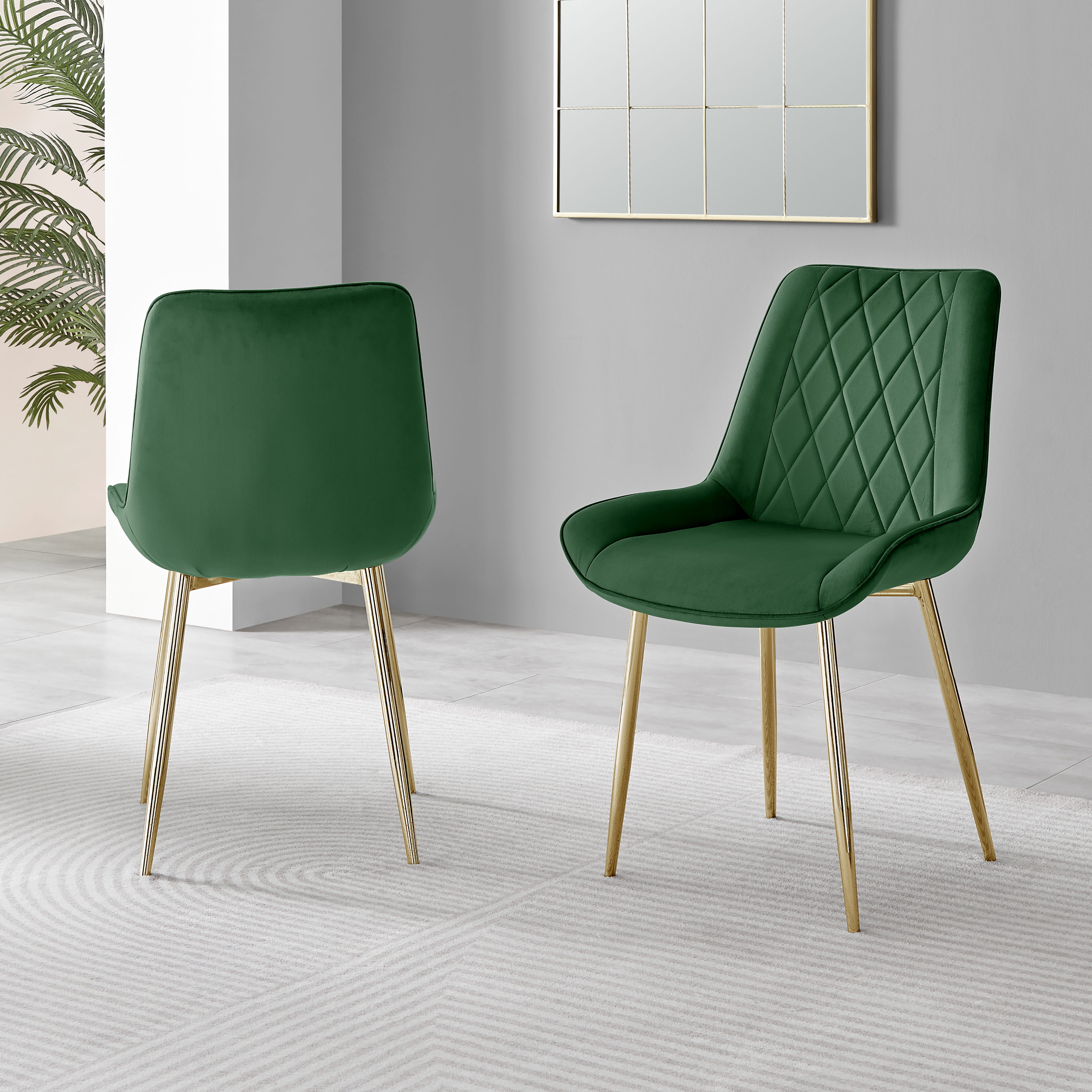 PESARO x2 Velvet Luxury Dining Chairs with Chrome SILVER/GOLD/BLACK Metal Legs - Picture 44 of 180
