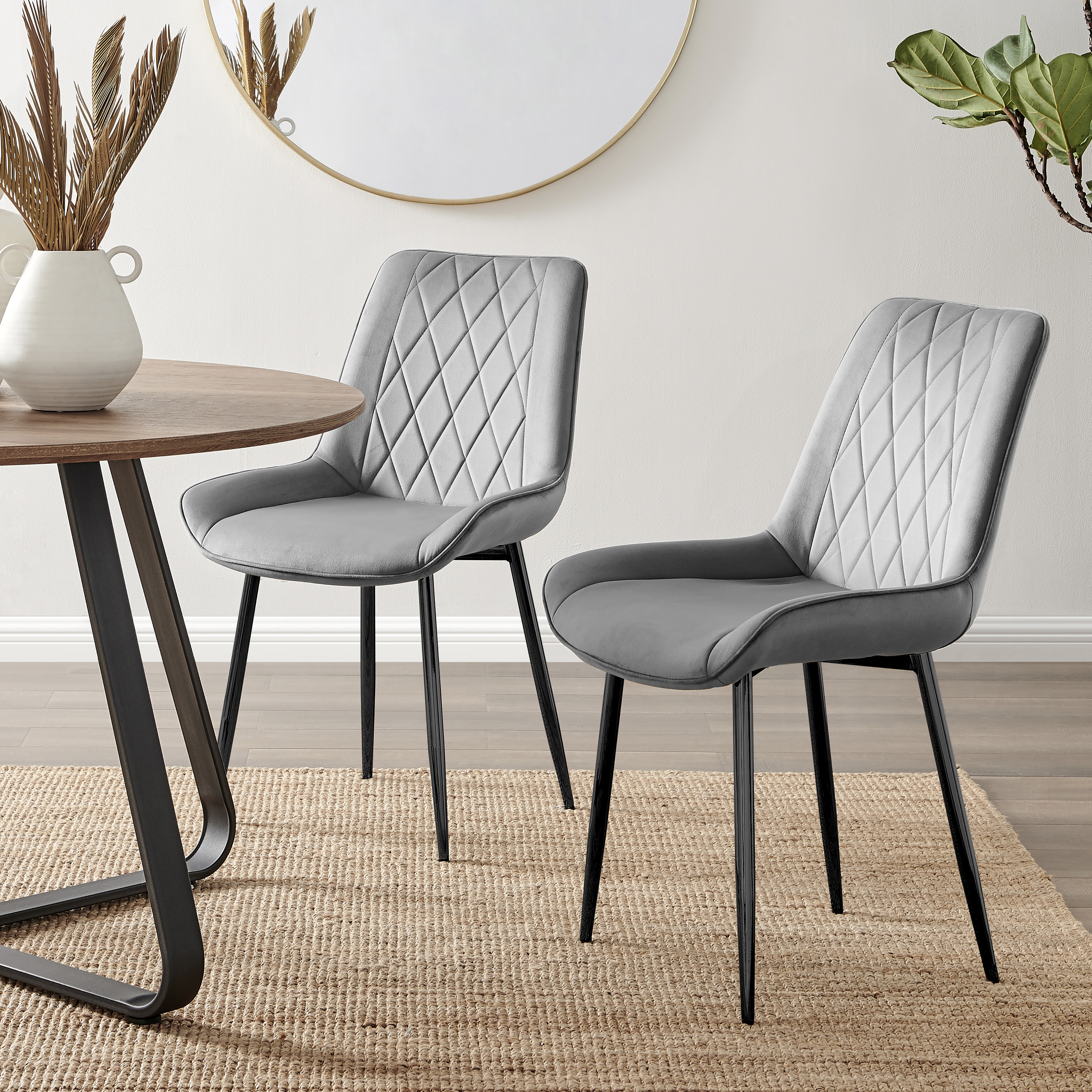 PESARO x2 Velvet Luxury Dining Chairs with Chrome SILVER/GOLD/BLACK Metal Legs - Picture 74 of 180