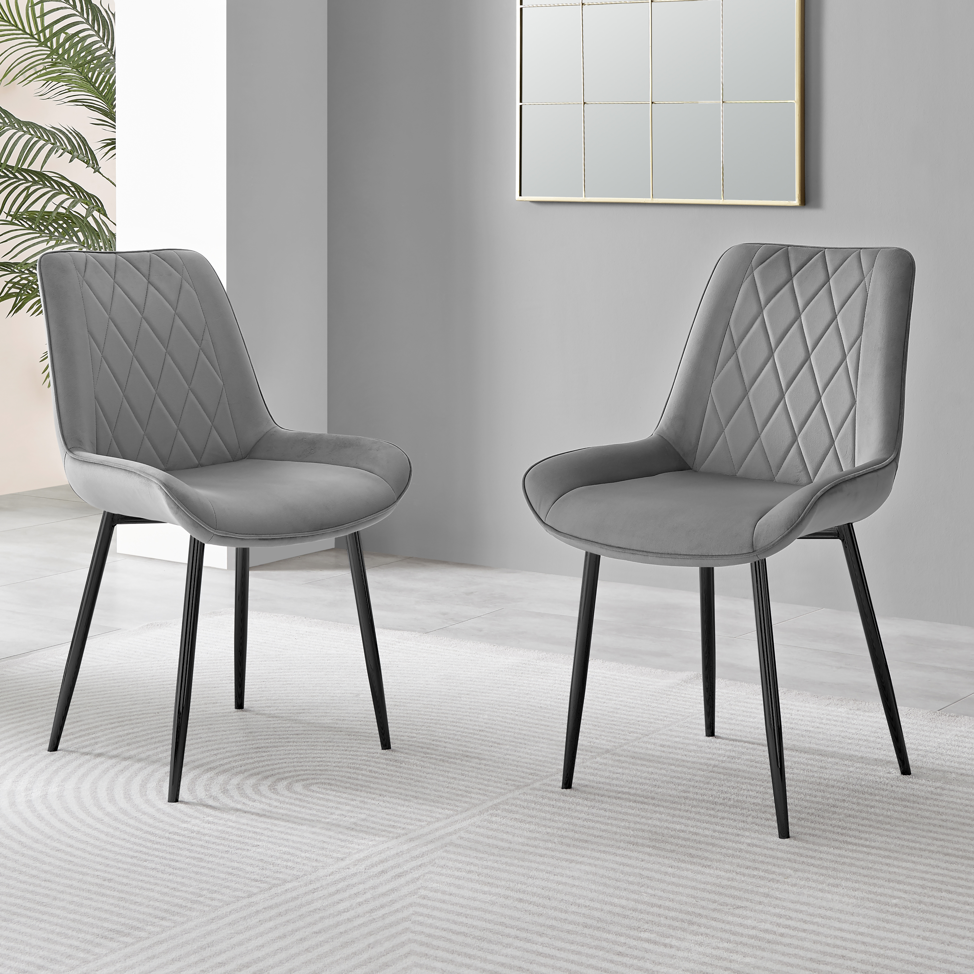PESARO x2 Velvet Luxury Dining Chairs with Chrome SILVER/GOLD/BLACK Metal Legs - Picture 75 of 180