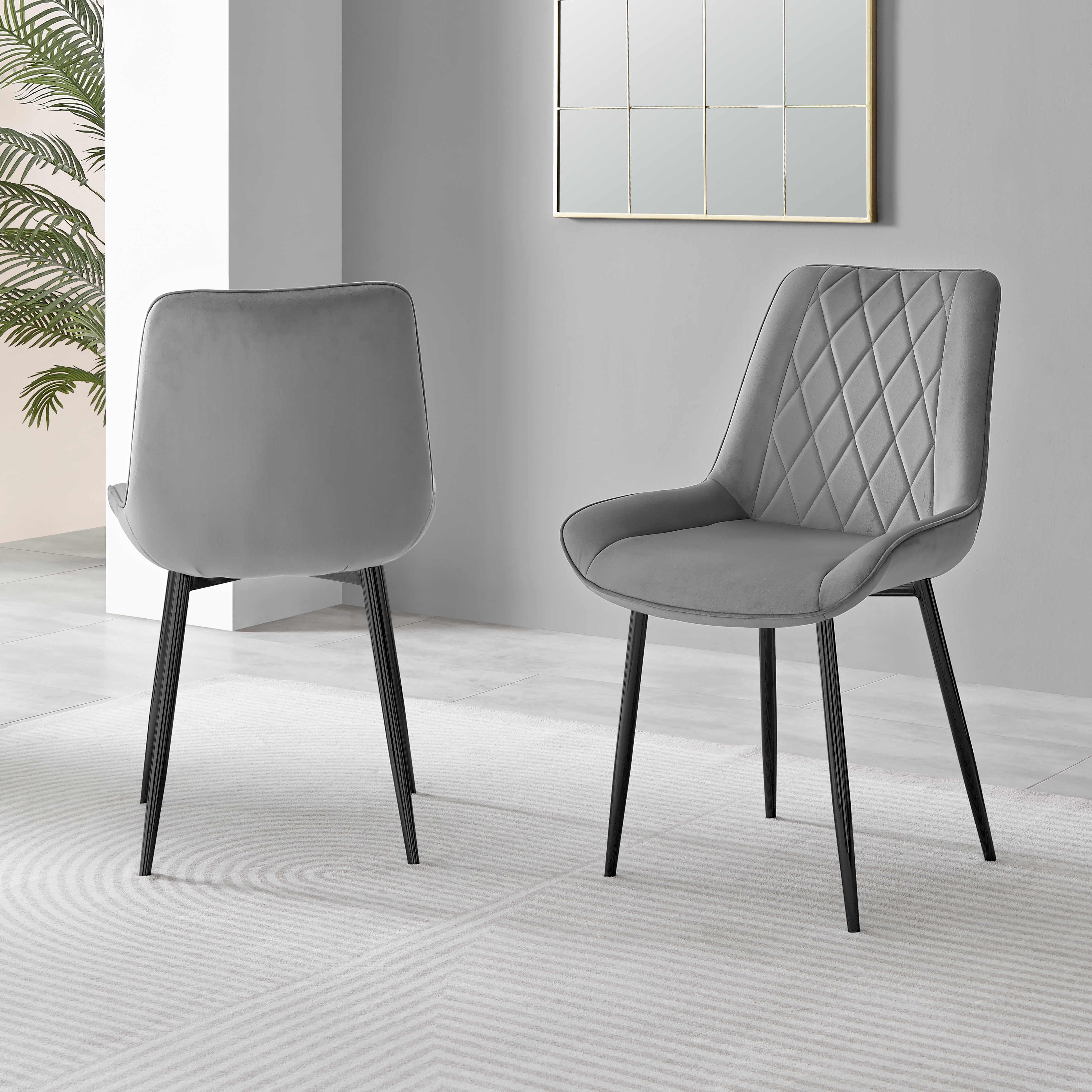 PESARO x2 Velvet Luxury Dining Chairs with Chrome SILVER/GOLD/BLACK Metal Legs - Picture 76 of 180