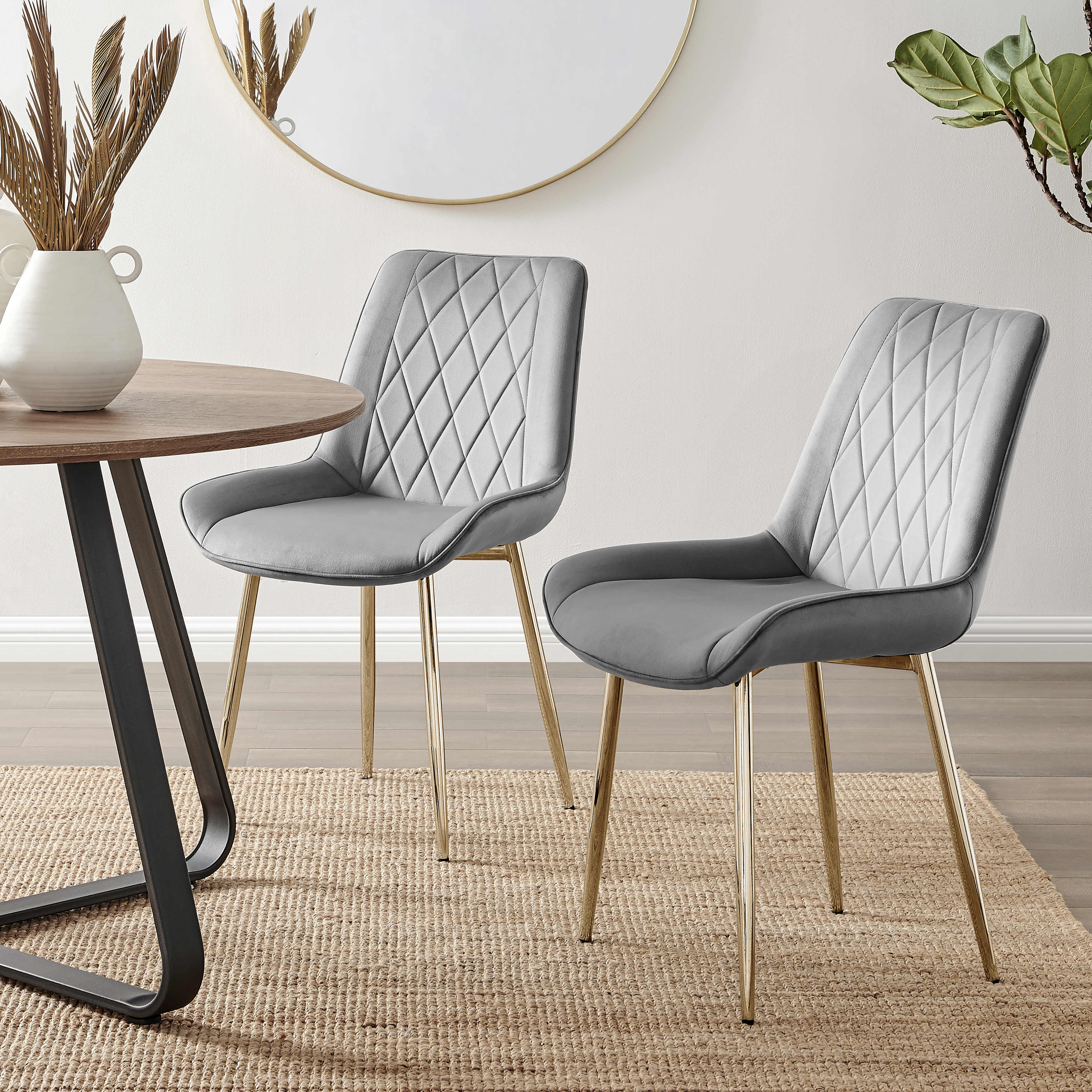 PESARO x2 Velvet Luxury Dining Chairs with Chrome SILVER/GOLD/BLACK Metal Legs - Picture 66 of 180